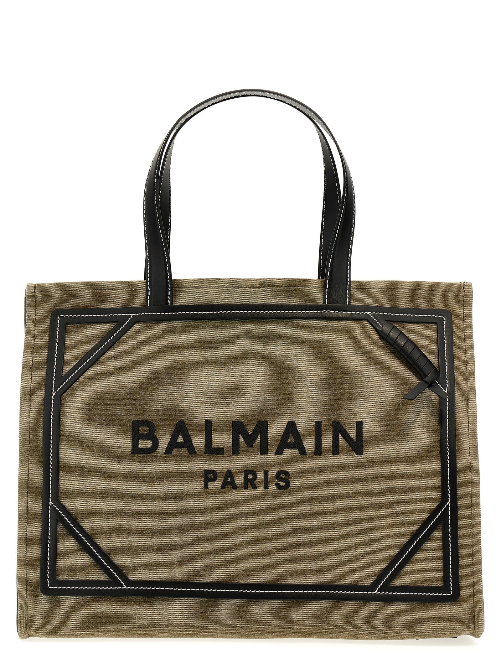 Shop Balmain B-army Shopping Bag In Green