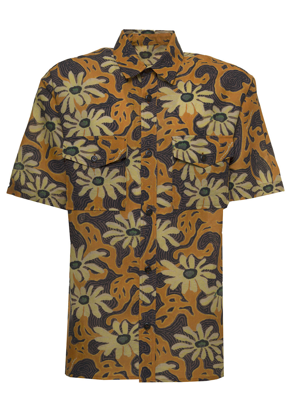 Nanushka Floral Linen Blend Shirt With Pockets