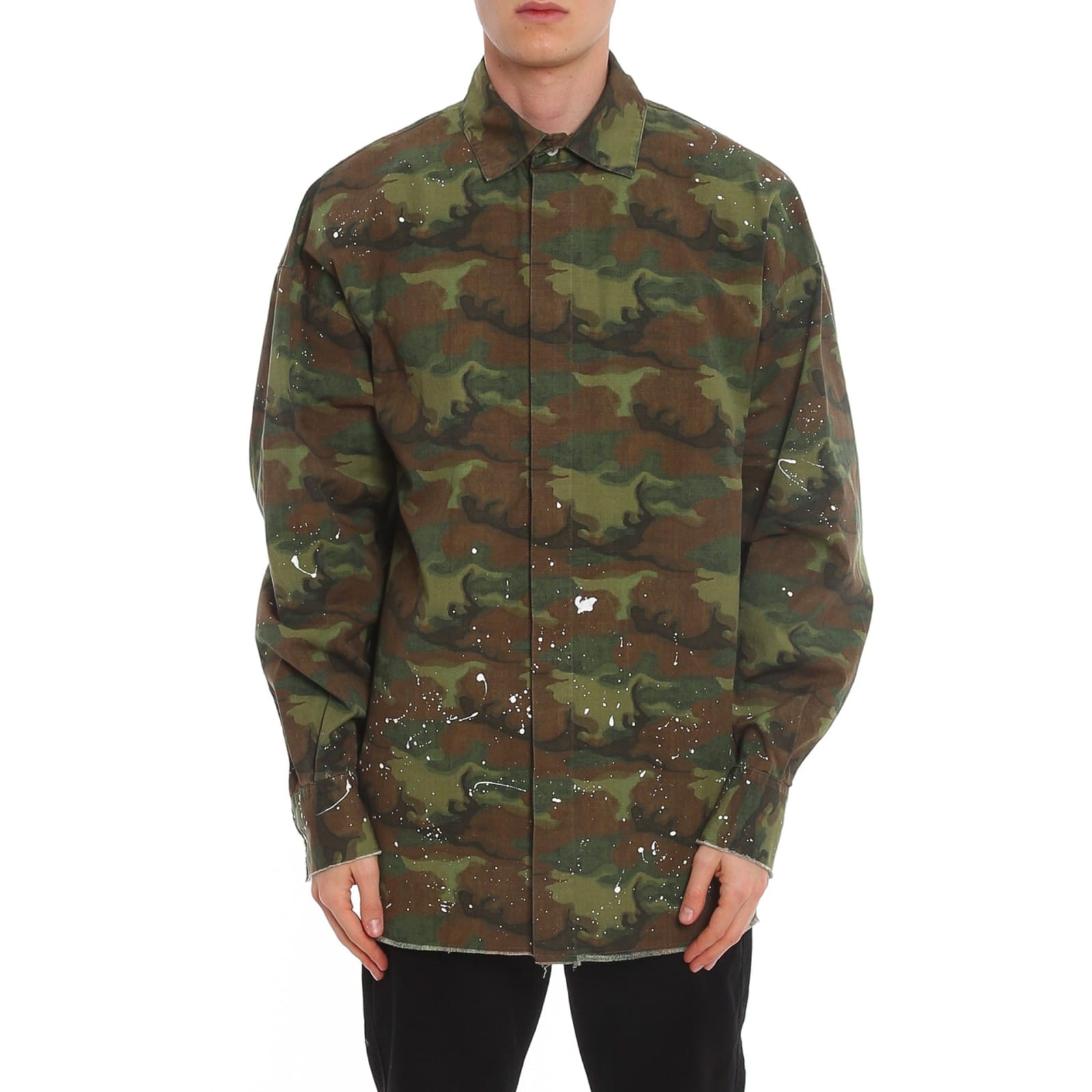 Shop Palm Angels Camouflage Print Shirt In Green