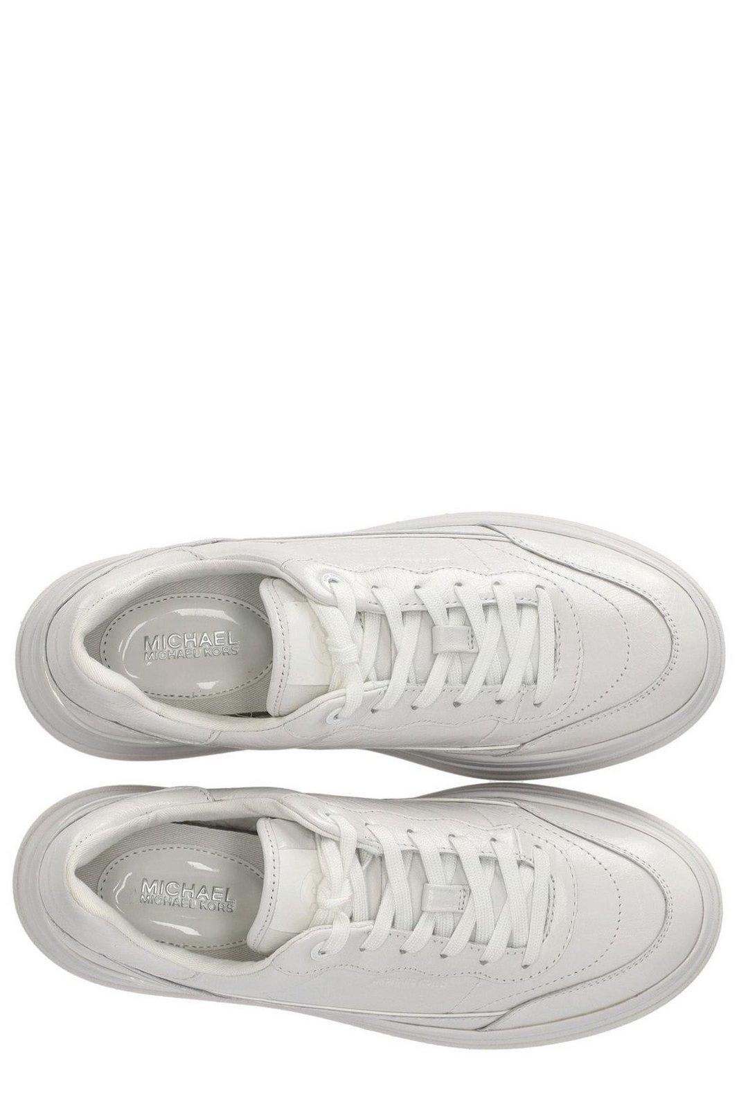 Shop Michael Kors Hayes Grommeted Platform Sneakers In Bianco