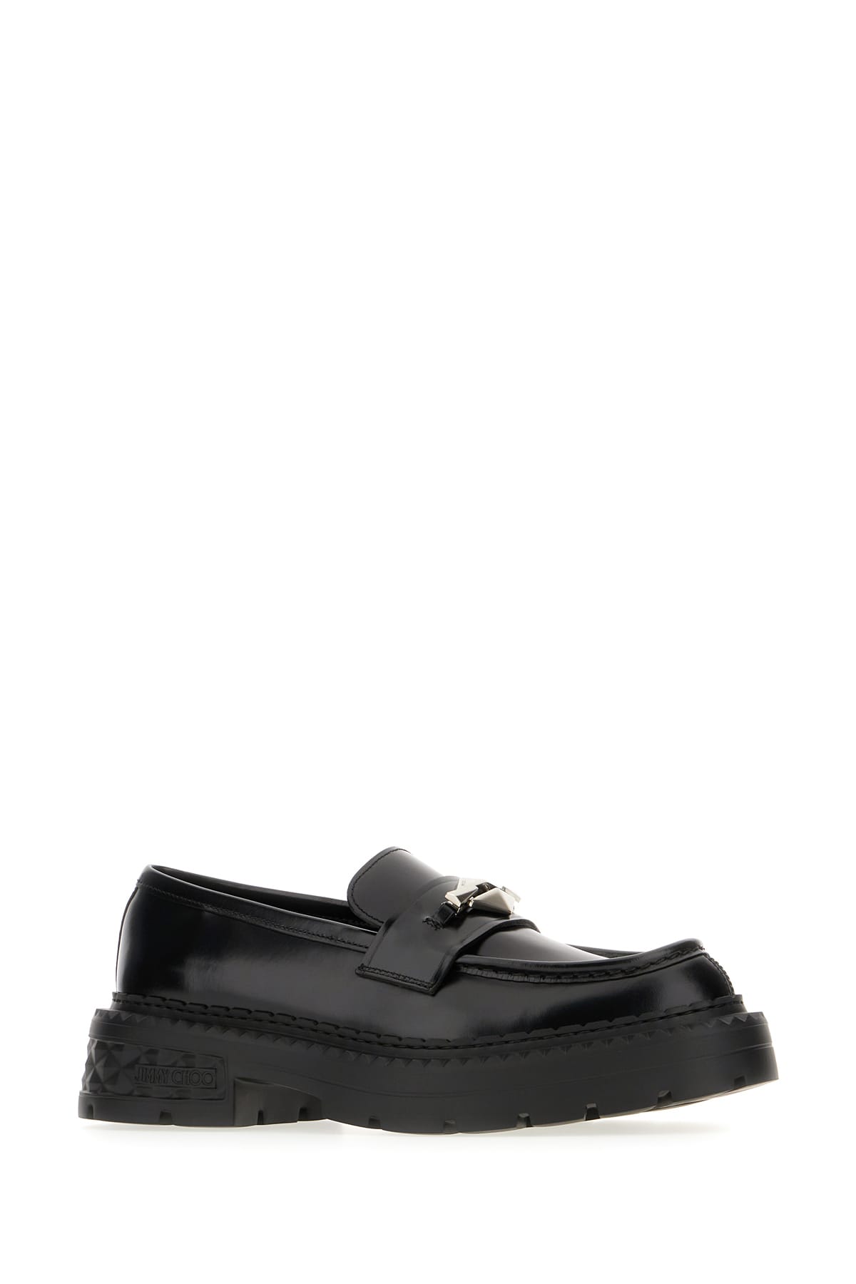 Shop Jimmy Choo Black Leather Loafers