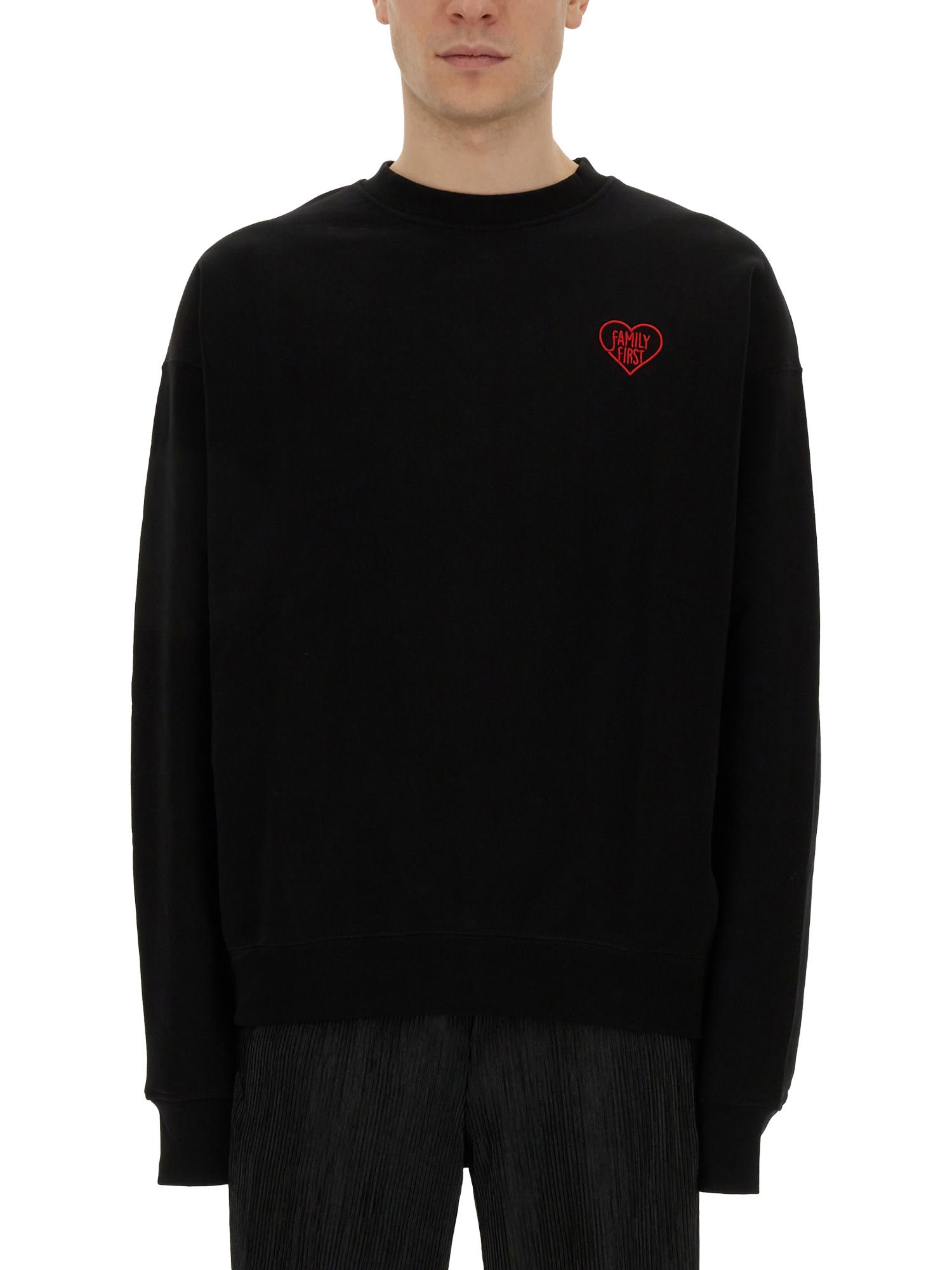 Family First Milano Sweatshirt With Heart Embroidery In Blu