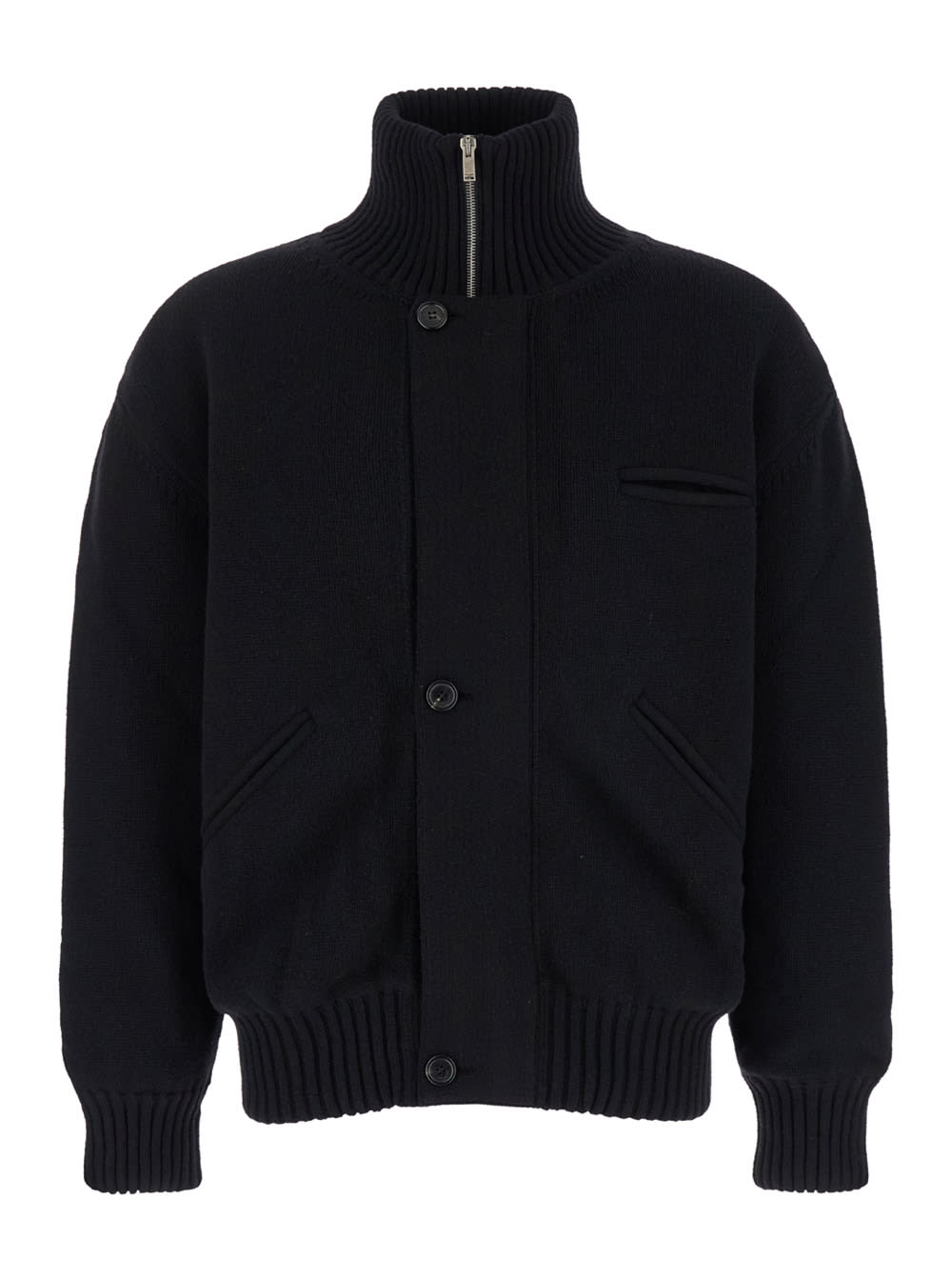 Saint Laurent Black Cardigan Jacket In Wool Man