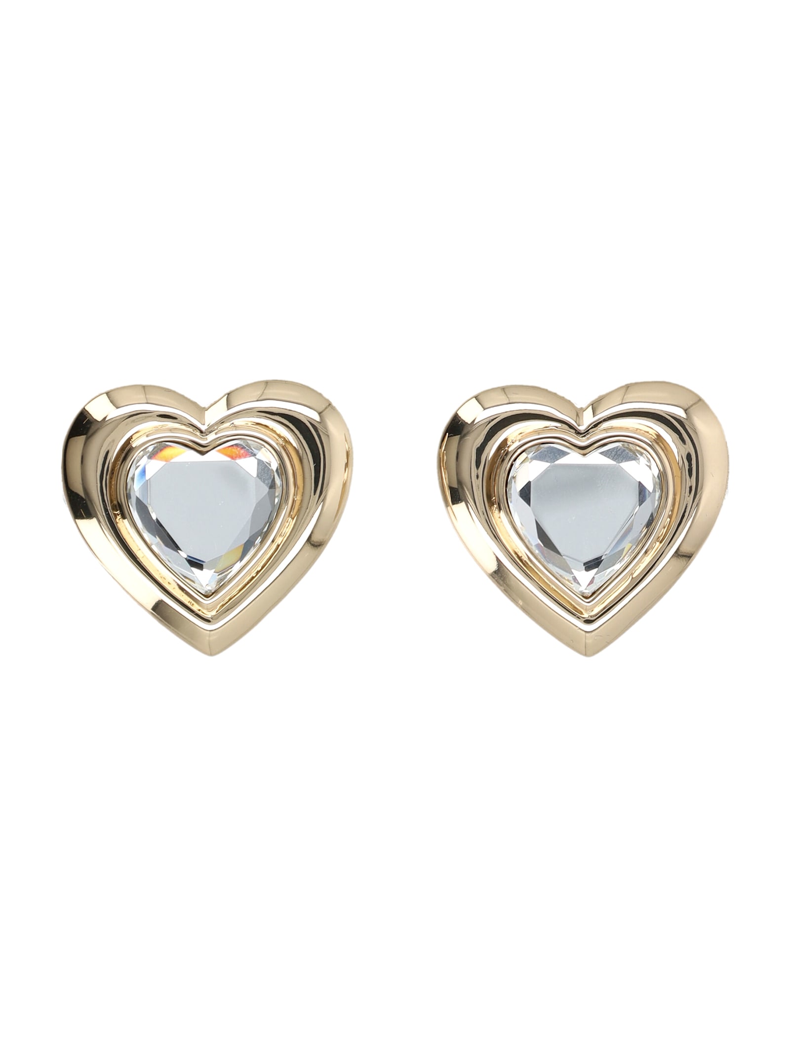 SELF-PORTRAIT GOLD CRYSTAL HEART EARRINGS