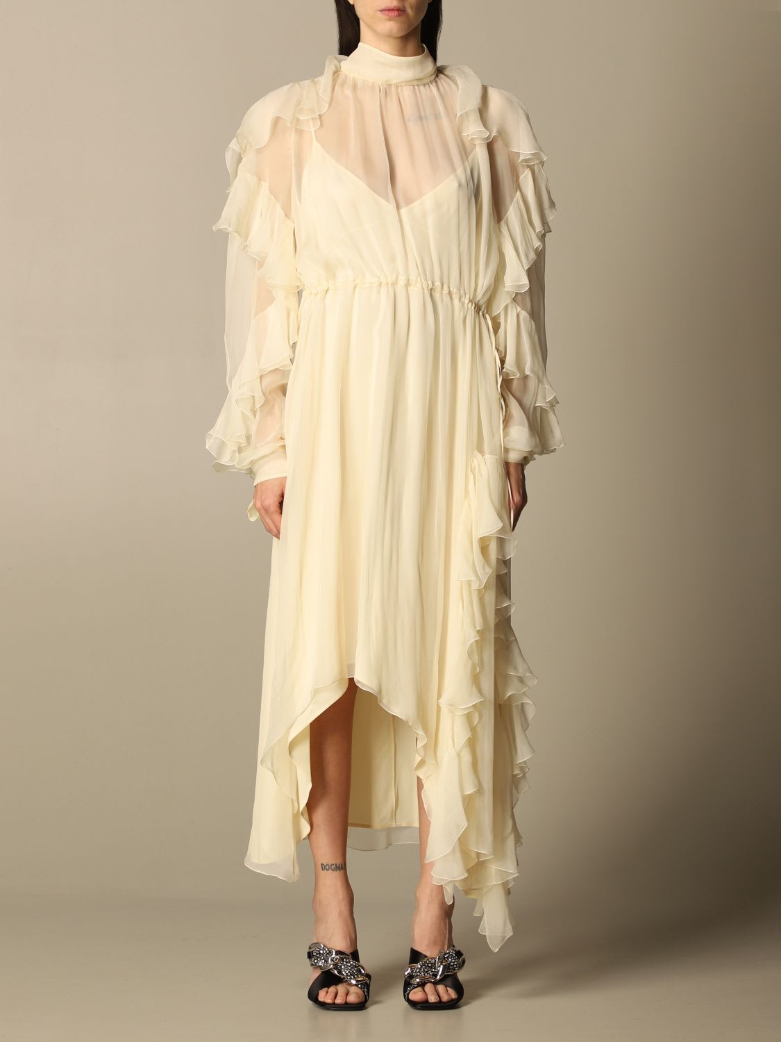 Photo of  N.21 N?21 Dress N°21 Midi Dress In Chiffon With Flounces- shop N.21 Dresses online sales