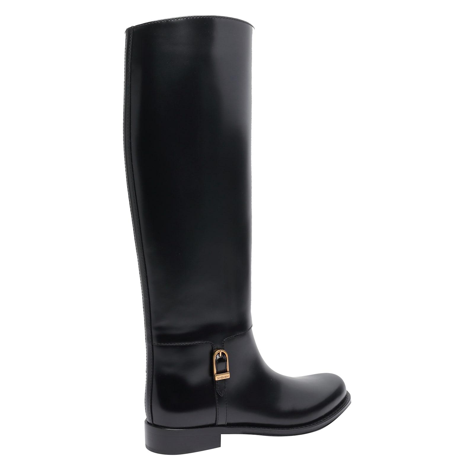 Saint Laurent Julia Glossed Leather Knee-high Boots In Black