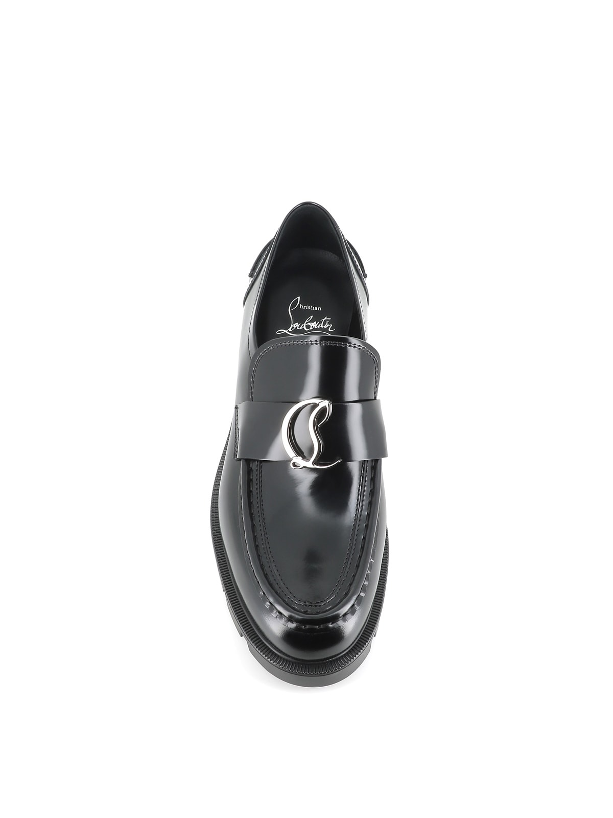 CL Moc black leather strass loafers