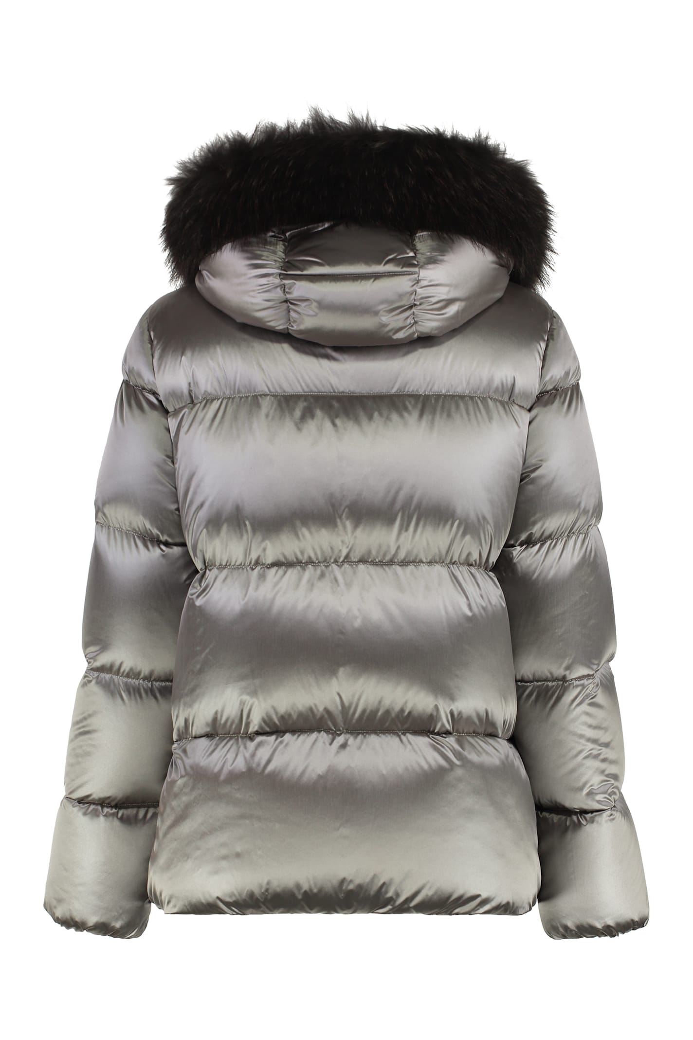 Moorer Melita Hooded Short Down Jacket In Silver