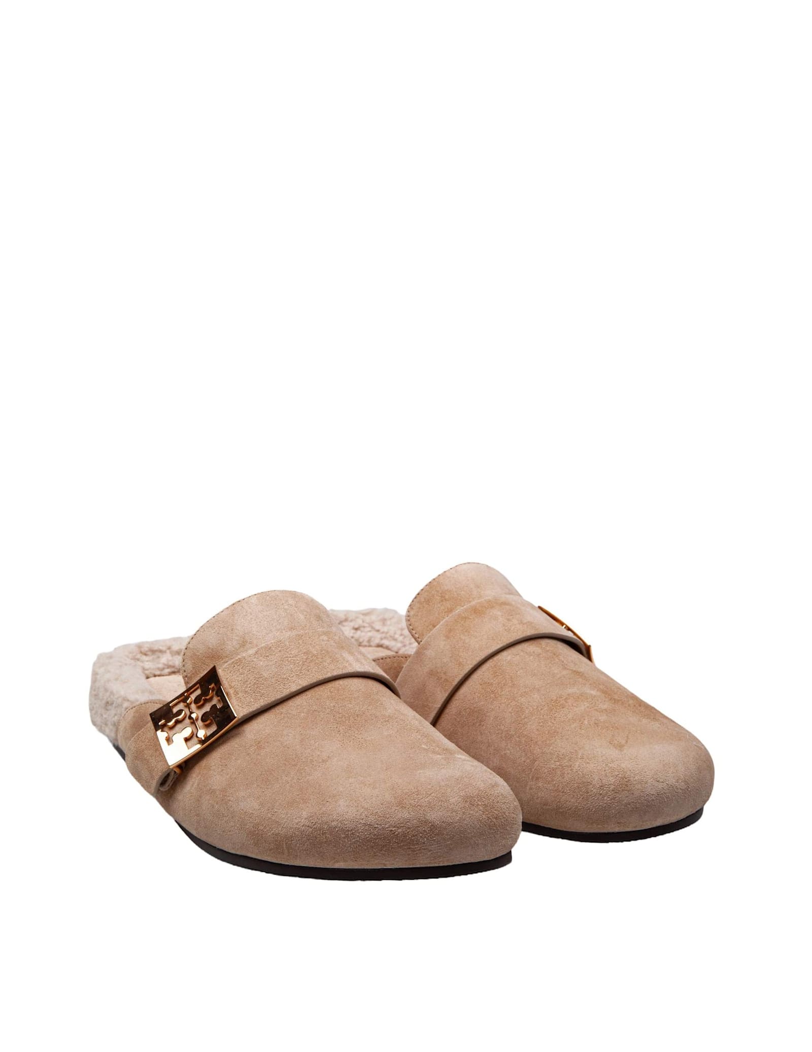 Shop Tory Burch Mules Mellow In Shearling Color Taupe