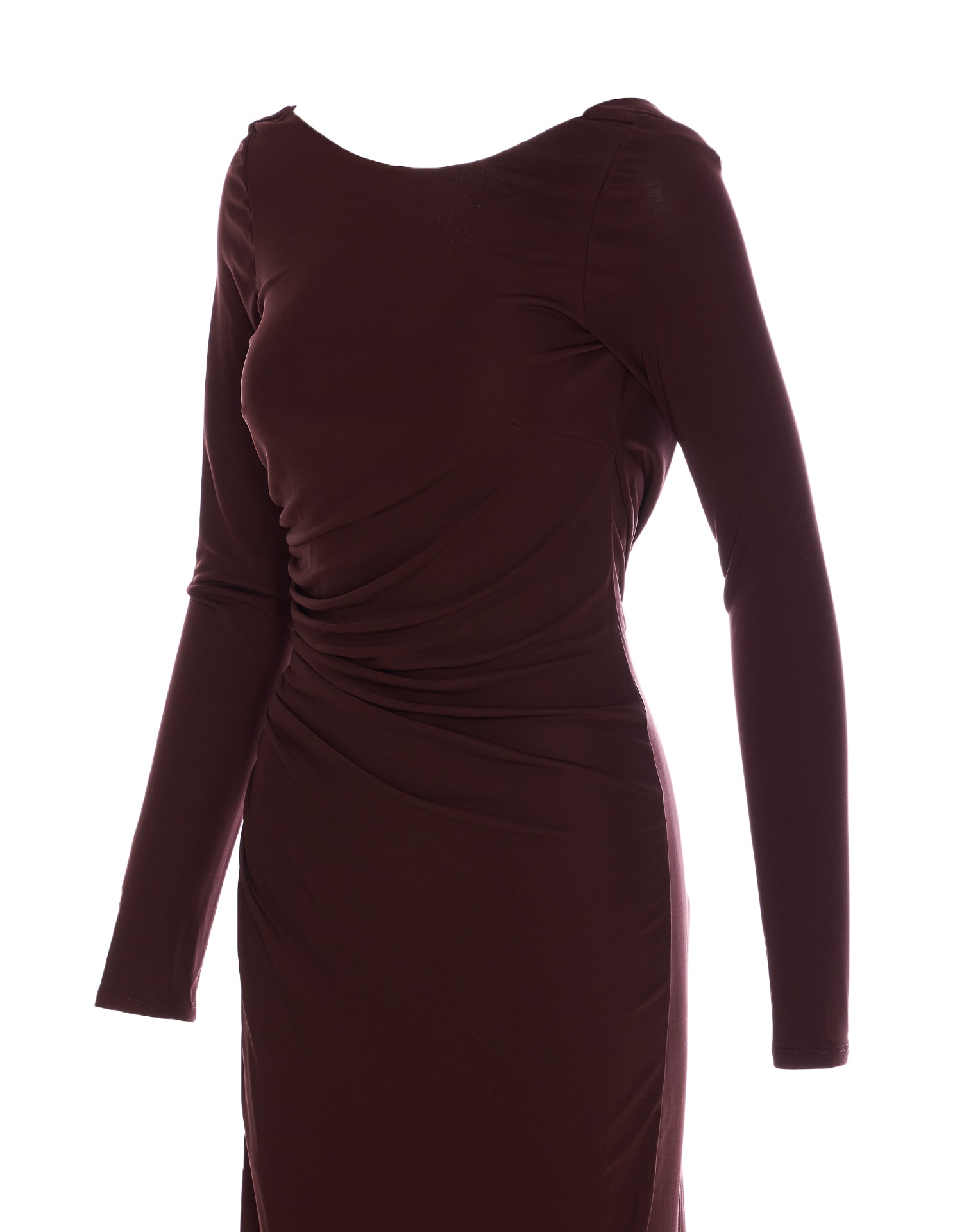 Elisabetta Franchi Red Carpet Dress With Drapes In Burgundy