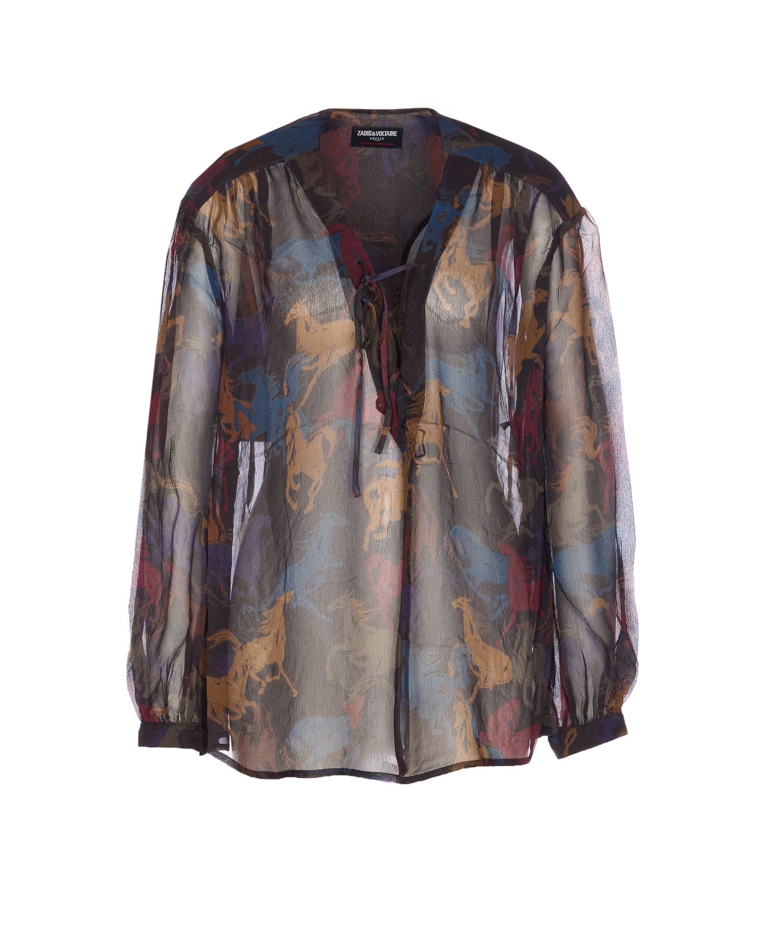 Zadig & Voltaire Womens Dark Chocolate Tamela Horse-print Woven Shirt In Multi