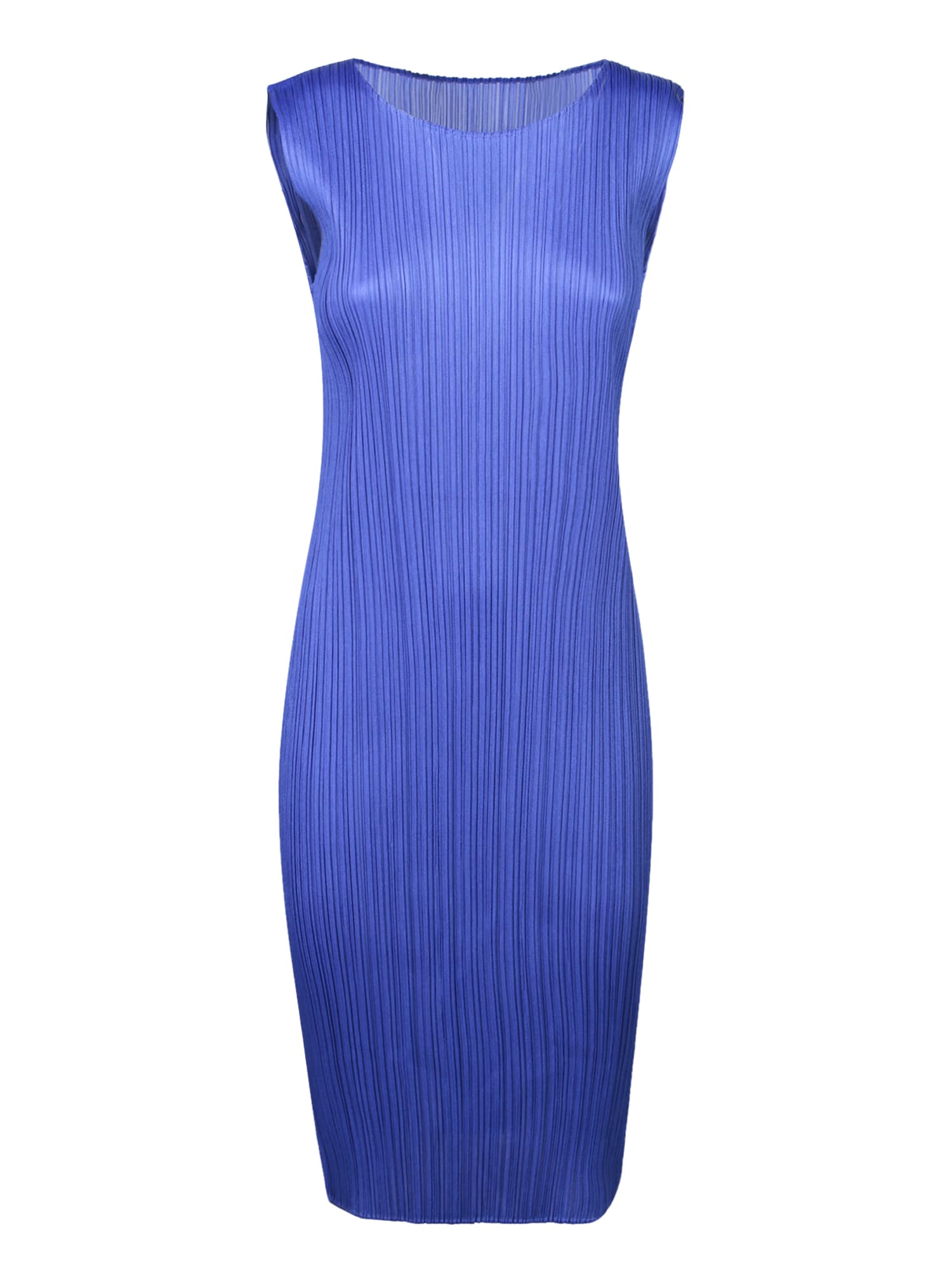 Blue Pleats Midi Dress