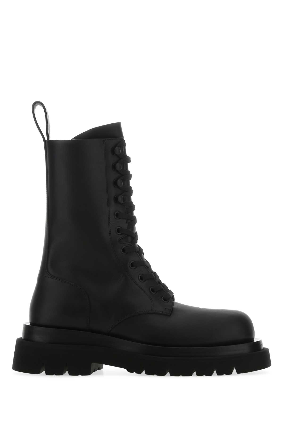 Shop Bottega Veneta Black Leather Lug Ankle Boots In 1000