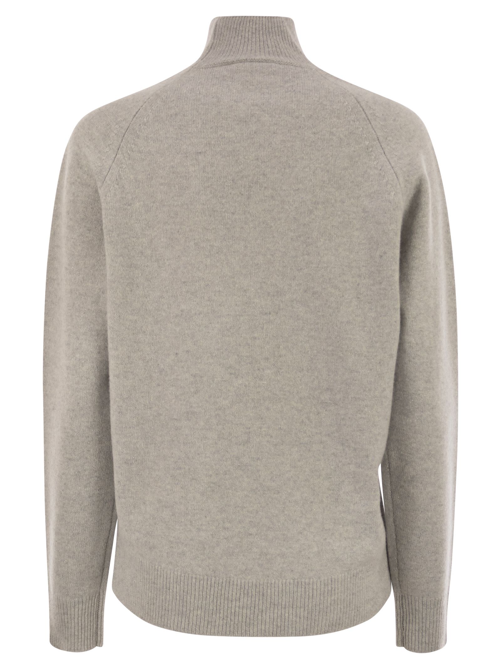 Peserico High-neck Jumper With Lurex In Gray