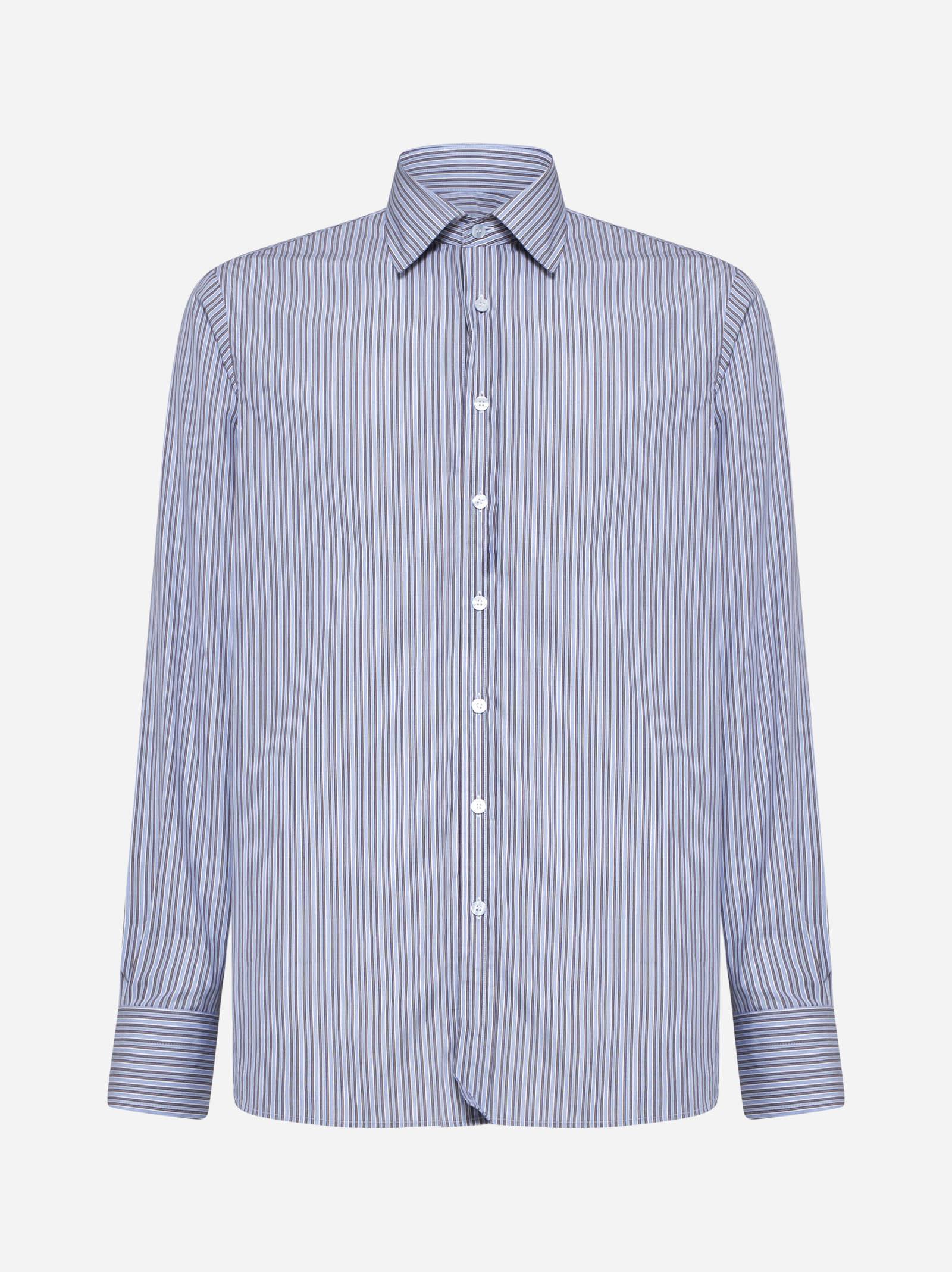 Shop Etro Striped Cotton Shirt In Blue