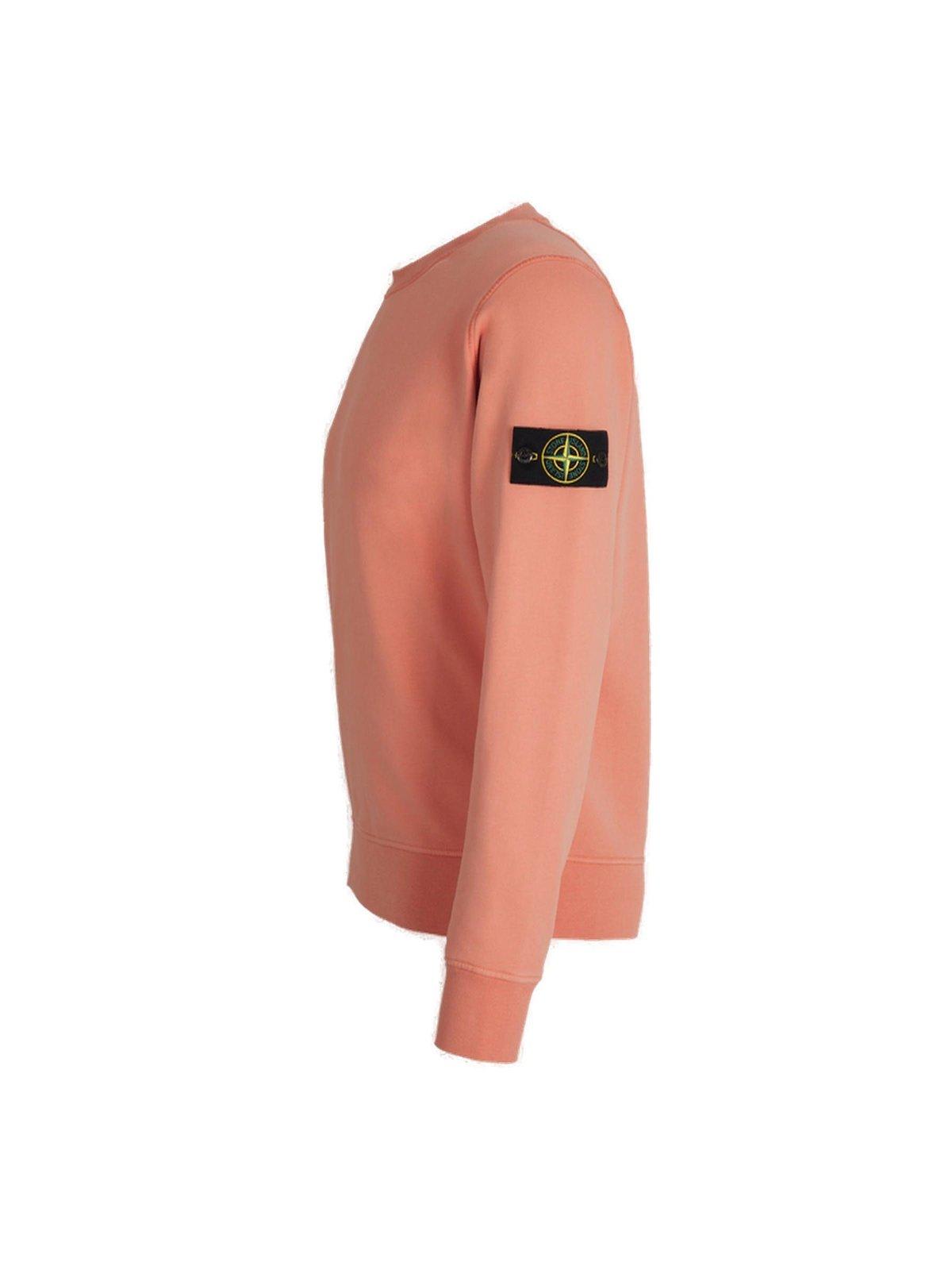 Shop Stone Island Logo Patch Crewneck Sweatshirt In Arancio