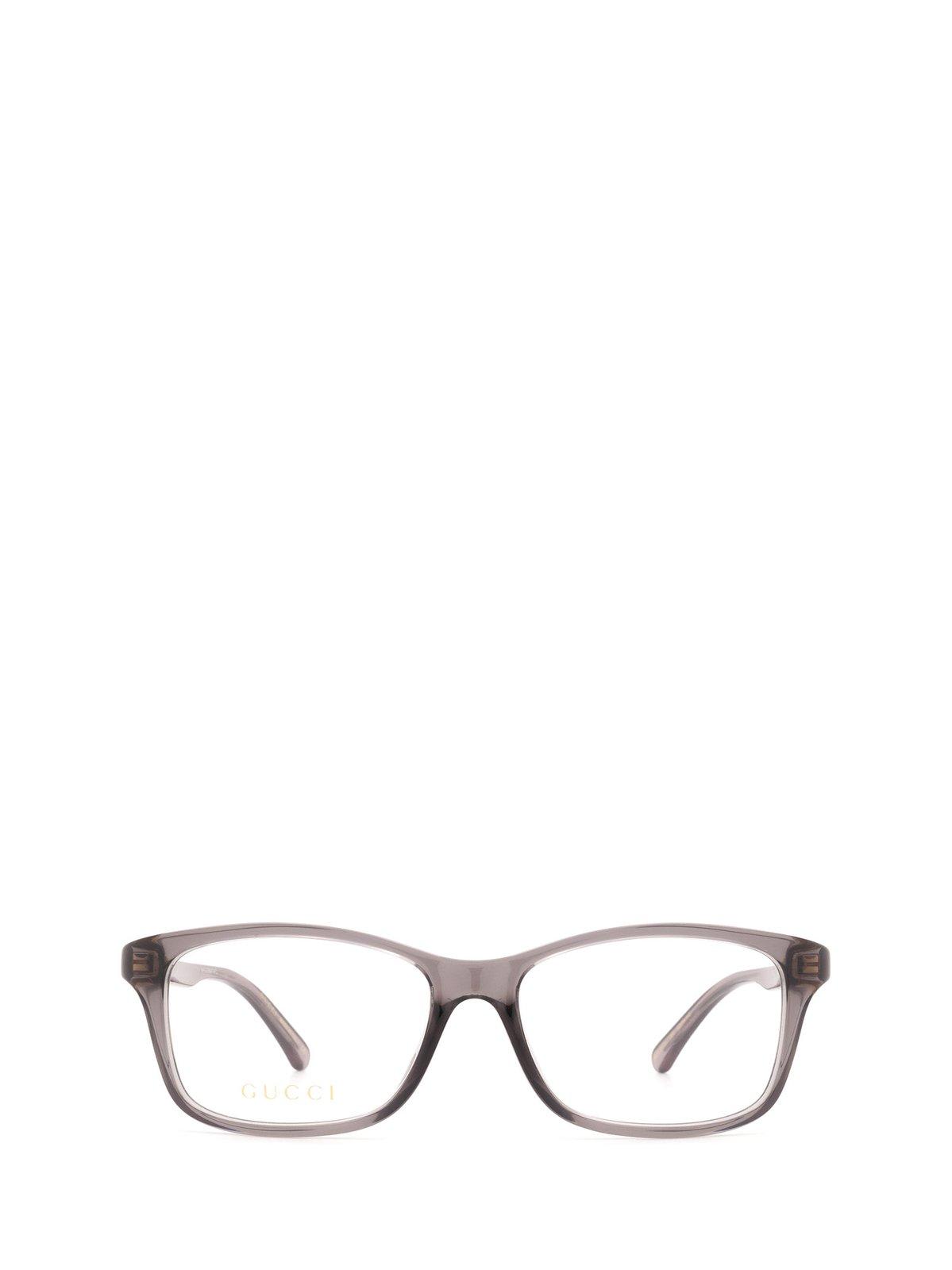 Shop Gucci Rectangular Frame Glasses In 007 Grey Grey Transparent