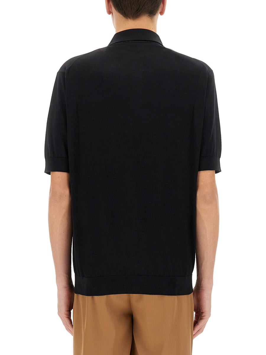 Lardini Knitted Polo. In Black