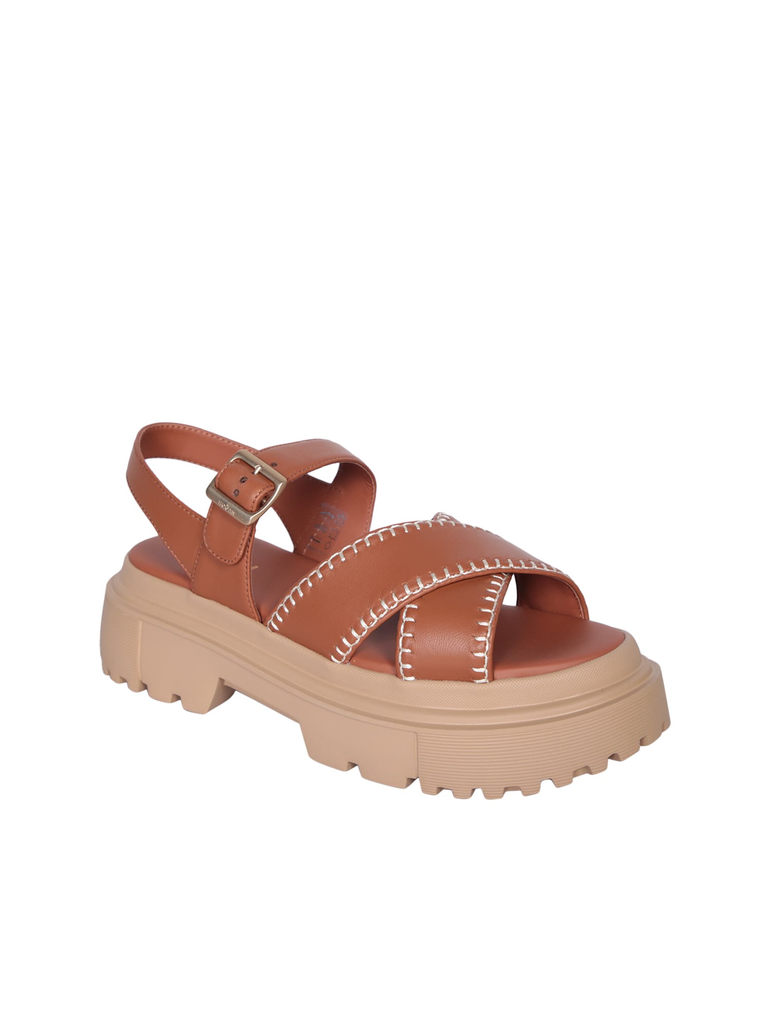 Shop Hogan H644 Brown Sandals