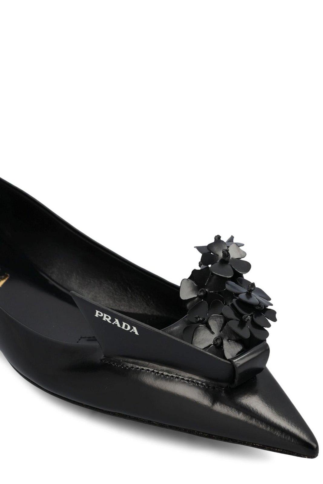 Shop Prada Pointed-toe Flat Shoes In Nero