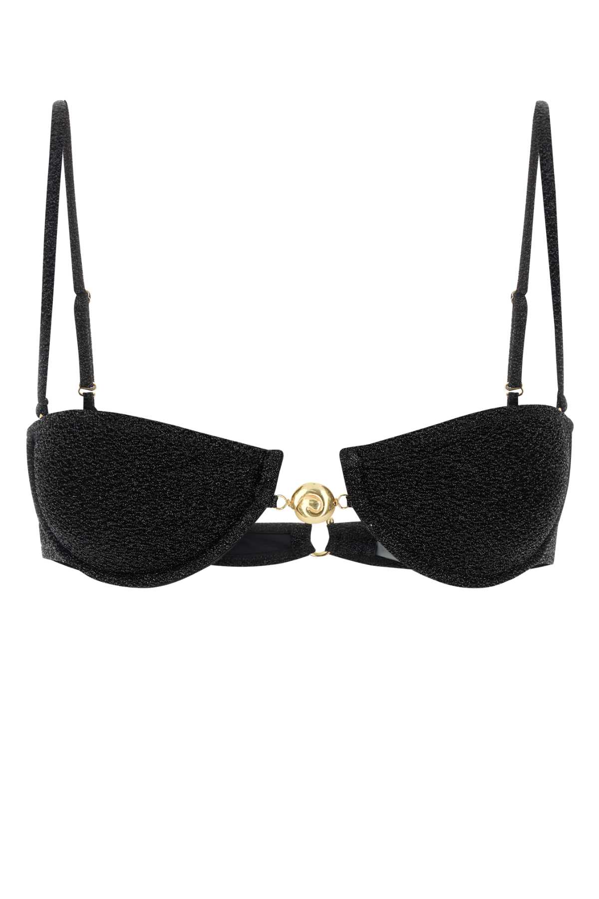REINA OLGA BLACK STRETCH NYLON HOMMOND BIKINI TOP