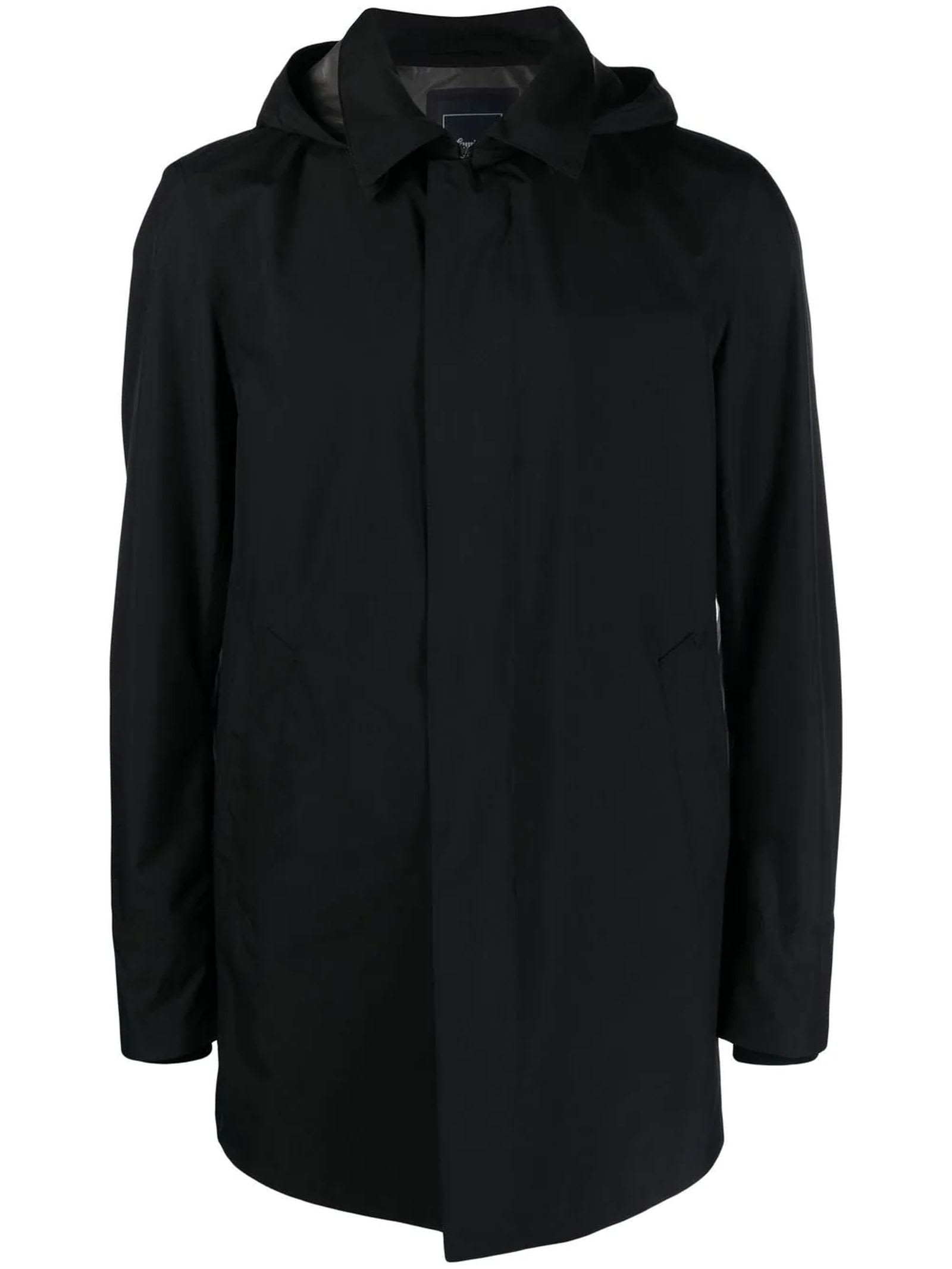 Shop Herno Black Hooded Waterproof Raincoat In Nero