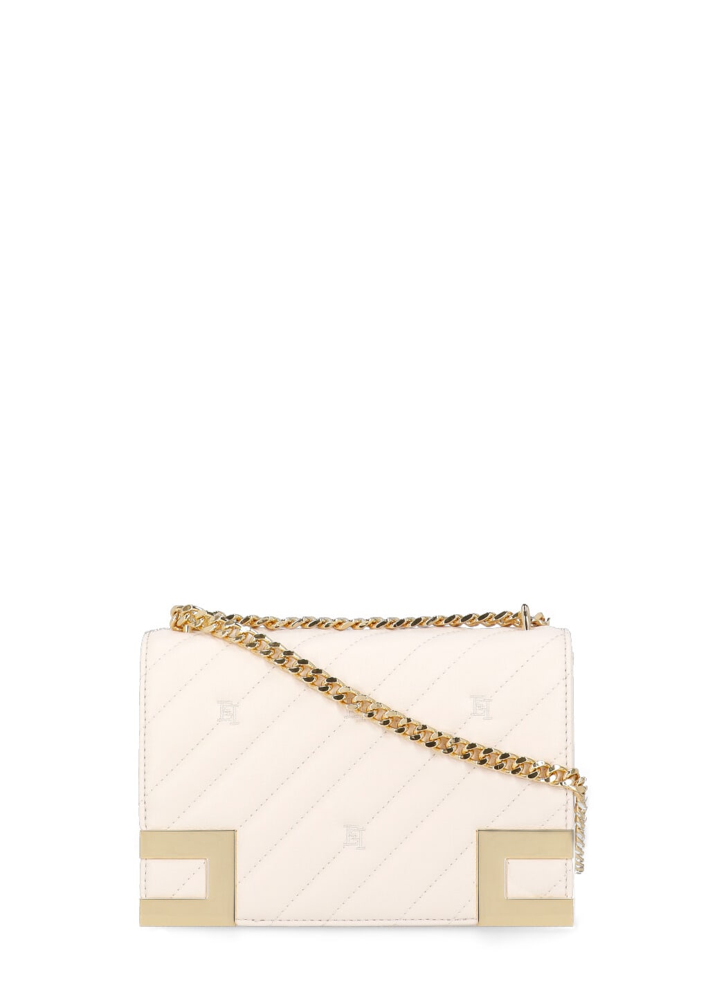 Elisabetta Franchi Matelasse Bag With Logo In Natural