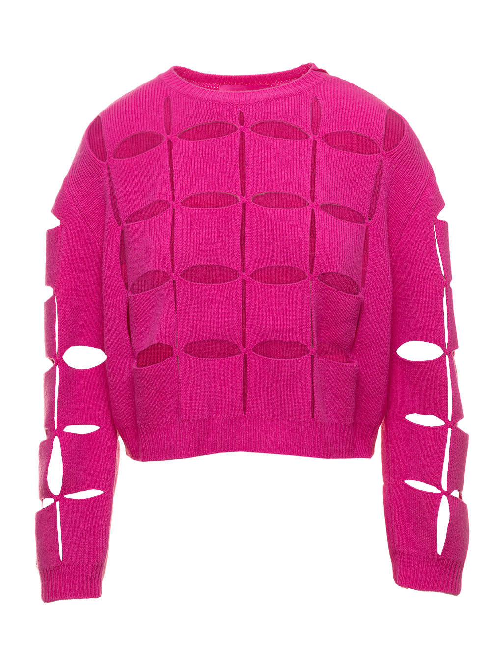 Valentino Fuchsia Jumper With Cut-out Diamond Embroidery In Wool Woman Valentino