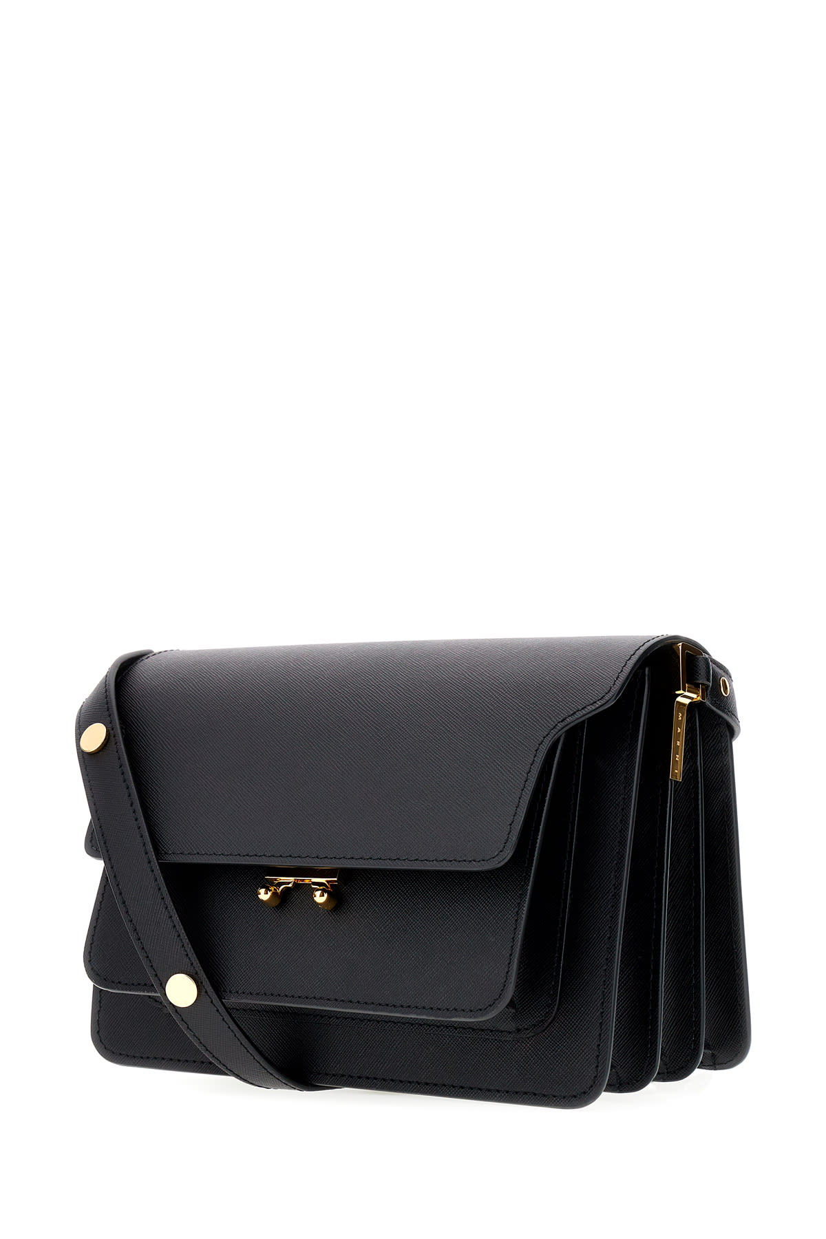 Shop Marni Black Leather Trunk Crossbody Bag