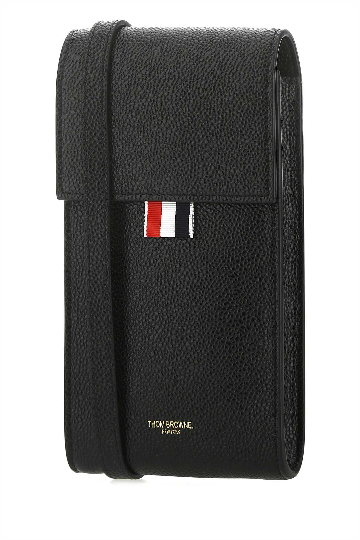 Shop Thom Browne Black Leather Phone Holder