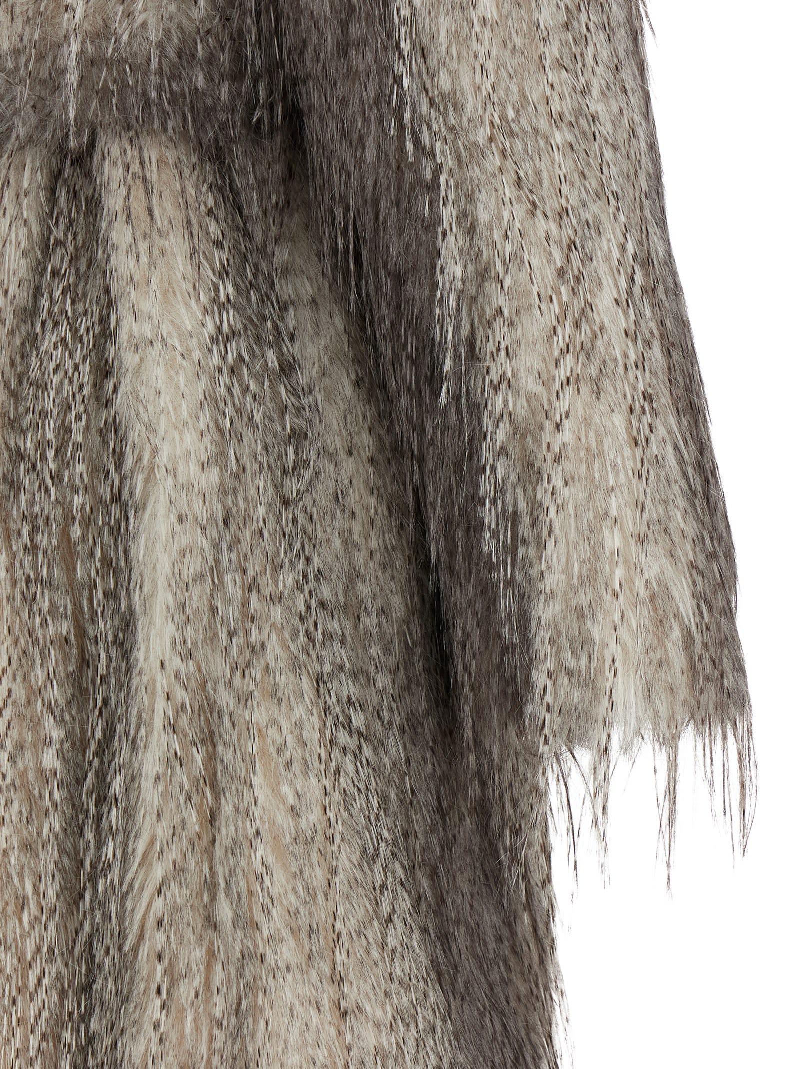 Giuseppe Di Morabito Waist Belted Faux Fur Knee Length Coat In Gray