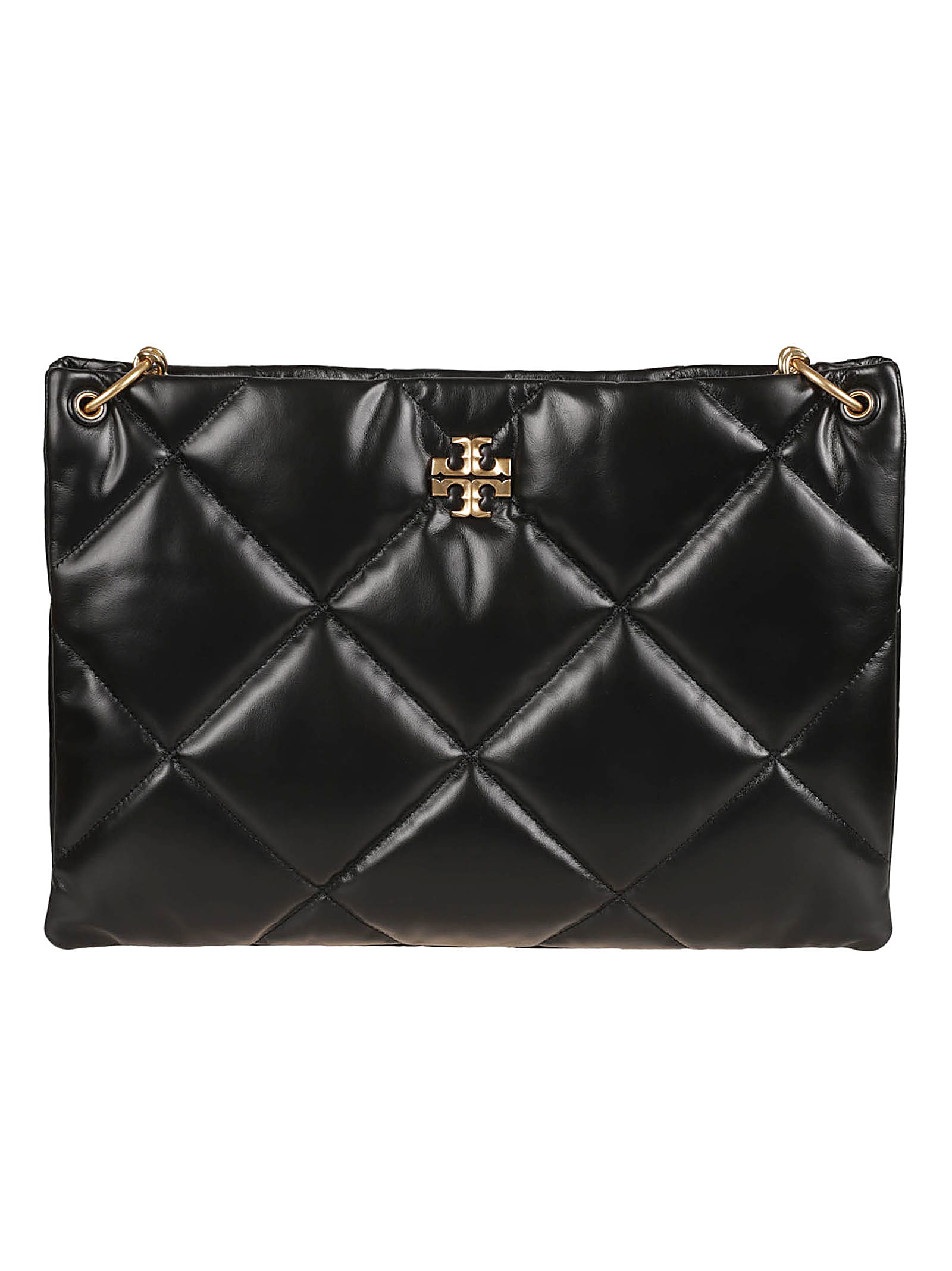 Shop Tory Burch Quilt Logo Clutch In Black