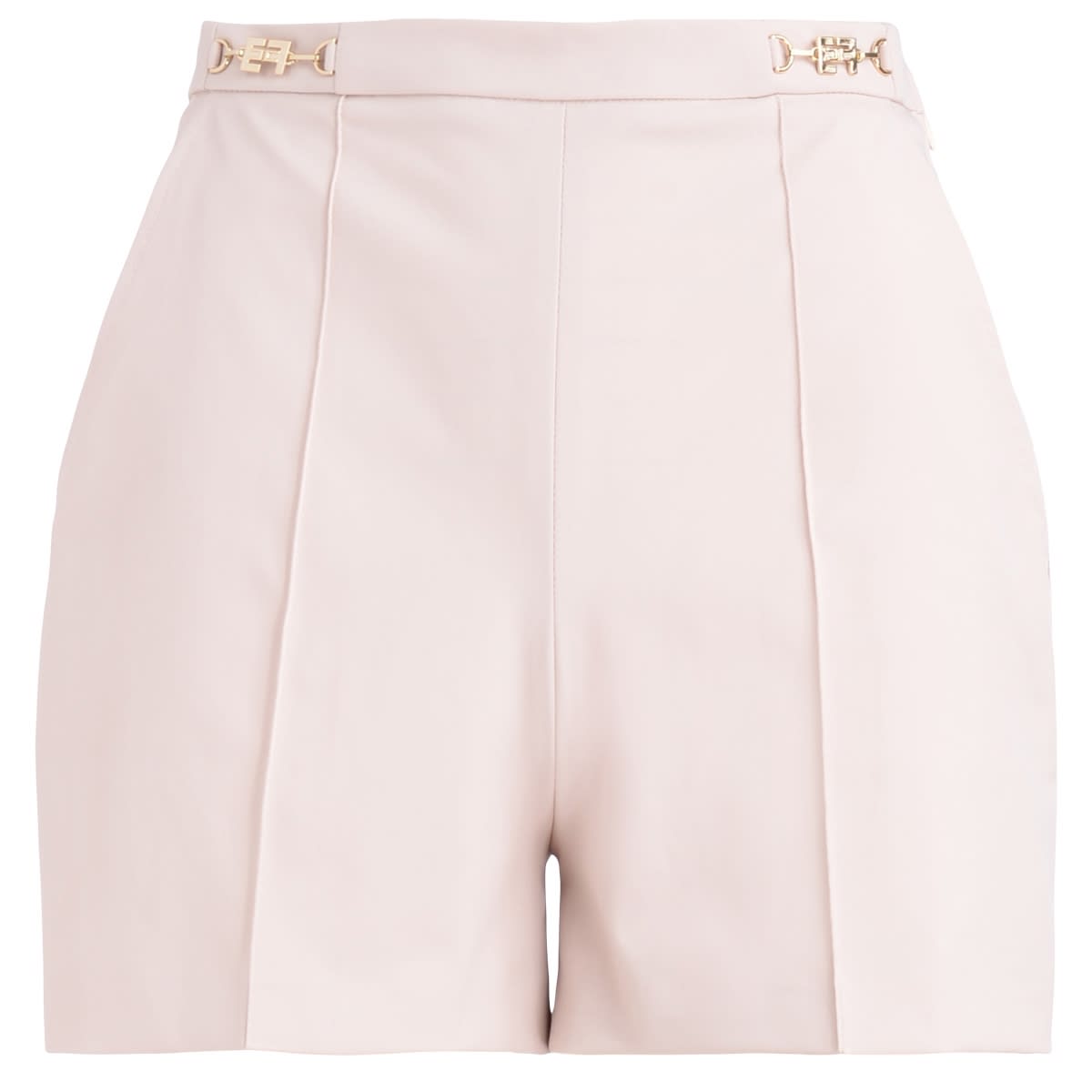 Shorts Elisabetta Franchi In Knitted Ottoman With Gold Buckles