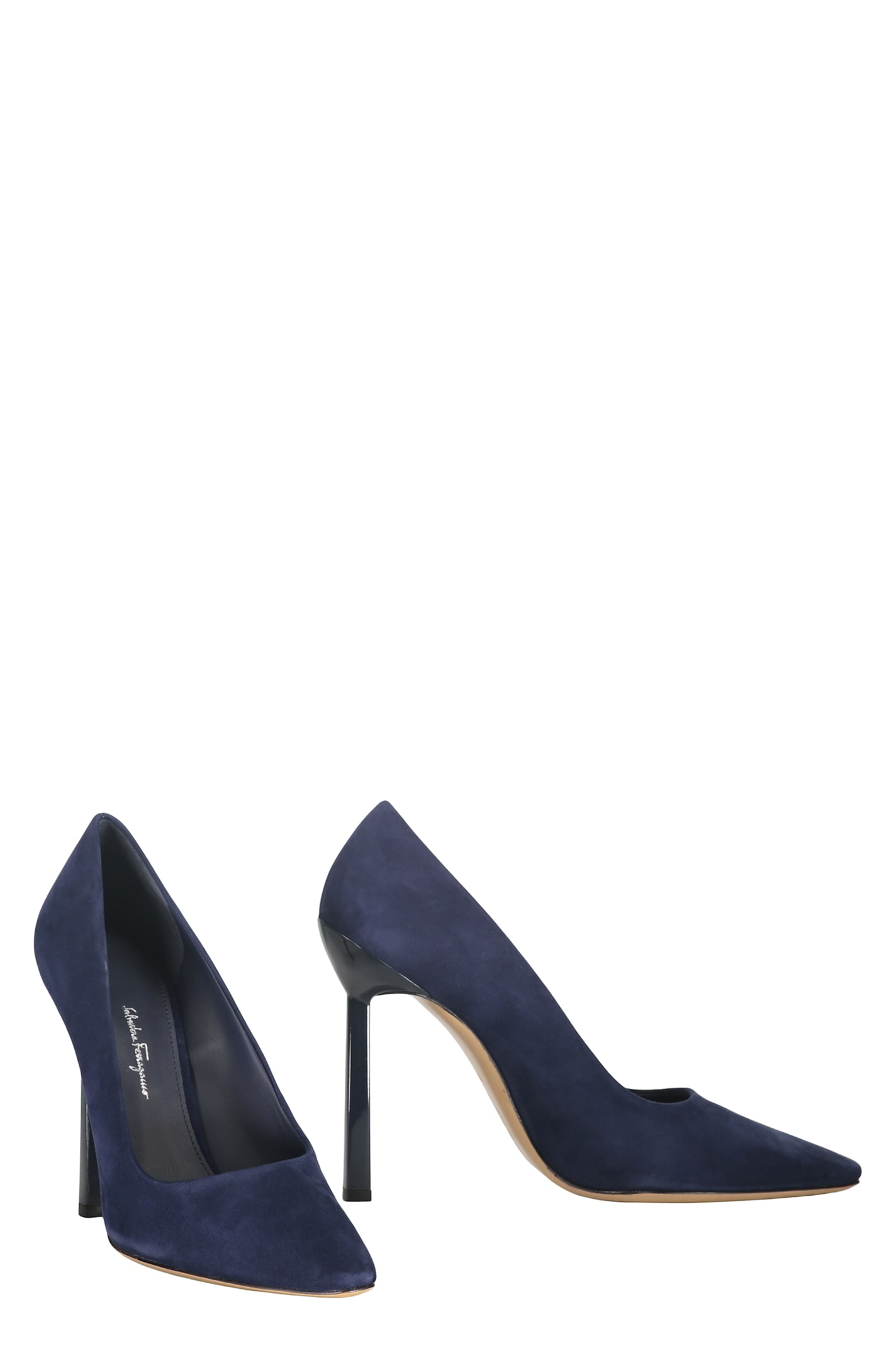 Ferragamo Logo High Heels In Blue