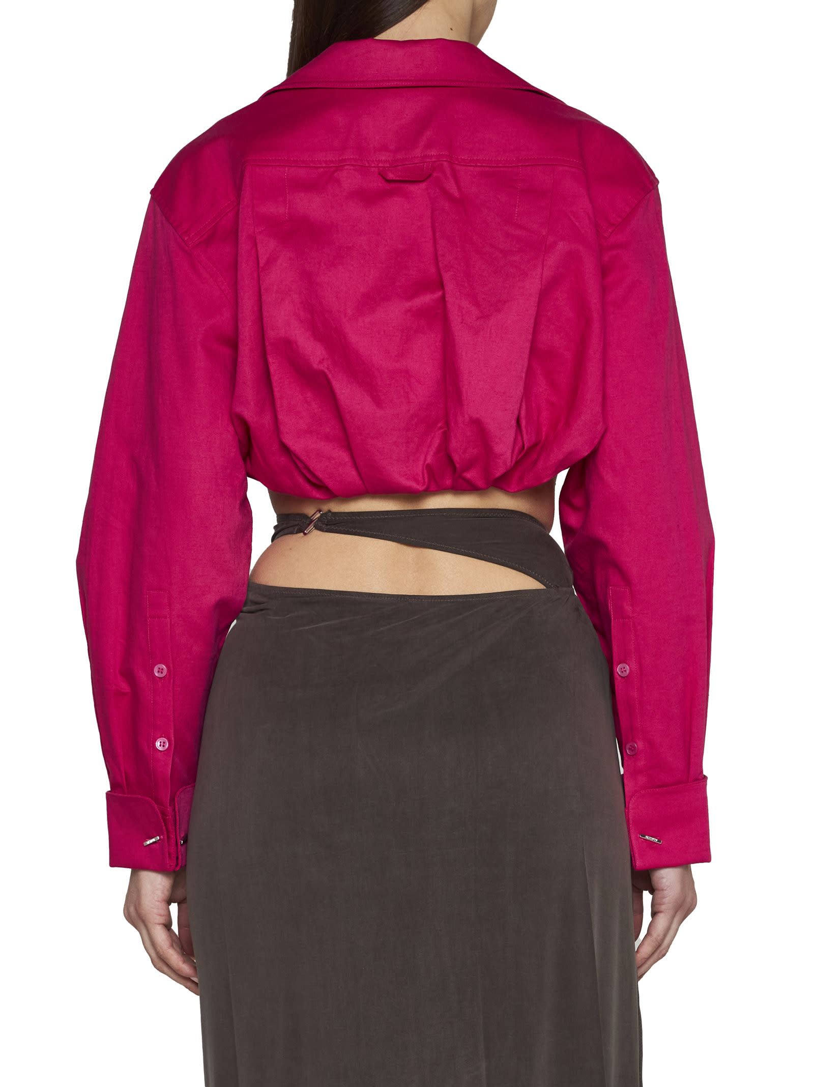 Jacquemus Machou Cotton And Linen Shirt In Pink