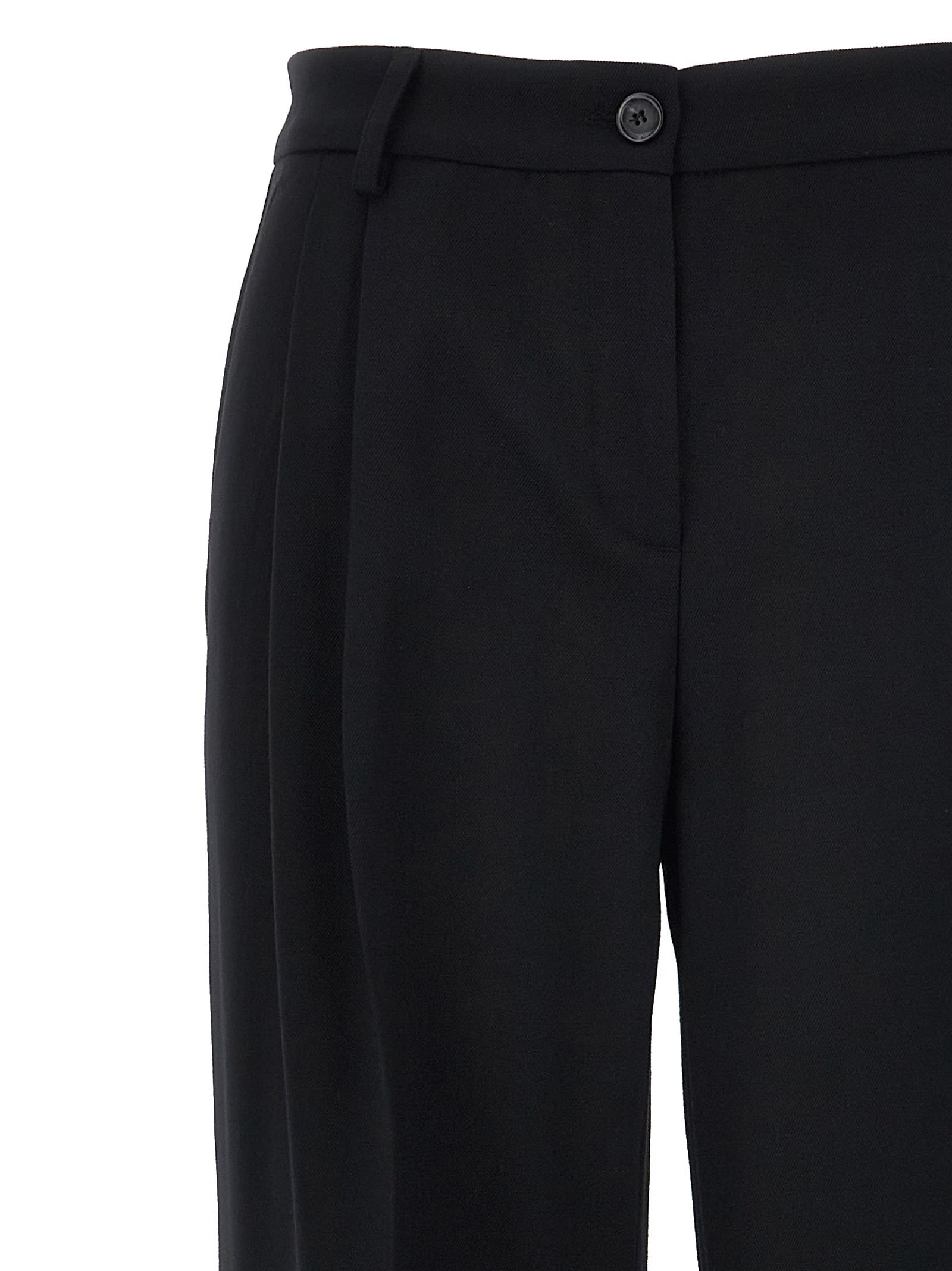 Pinko Crepe Fabric Wide-leg Trousers In Black
