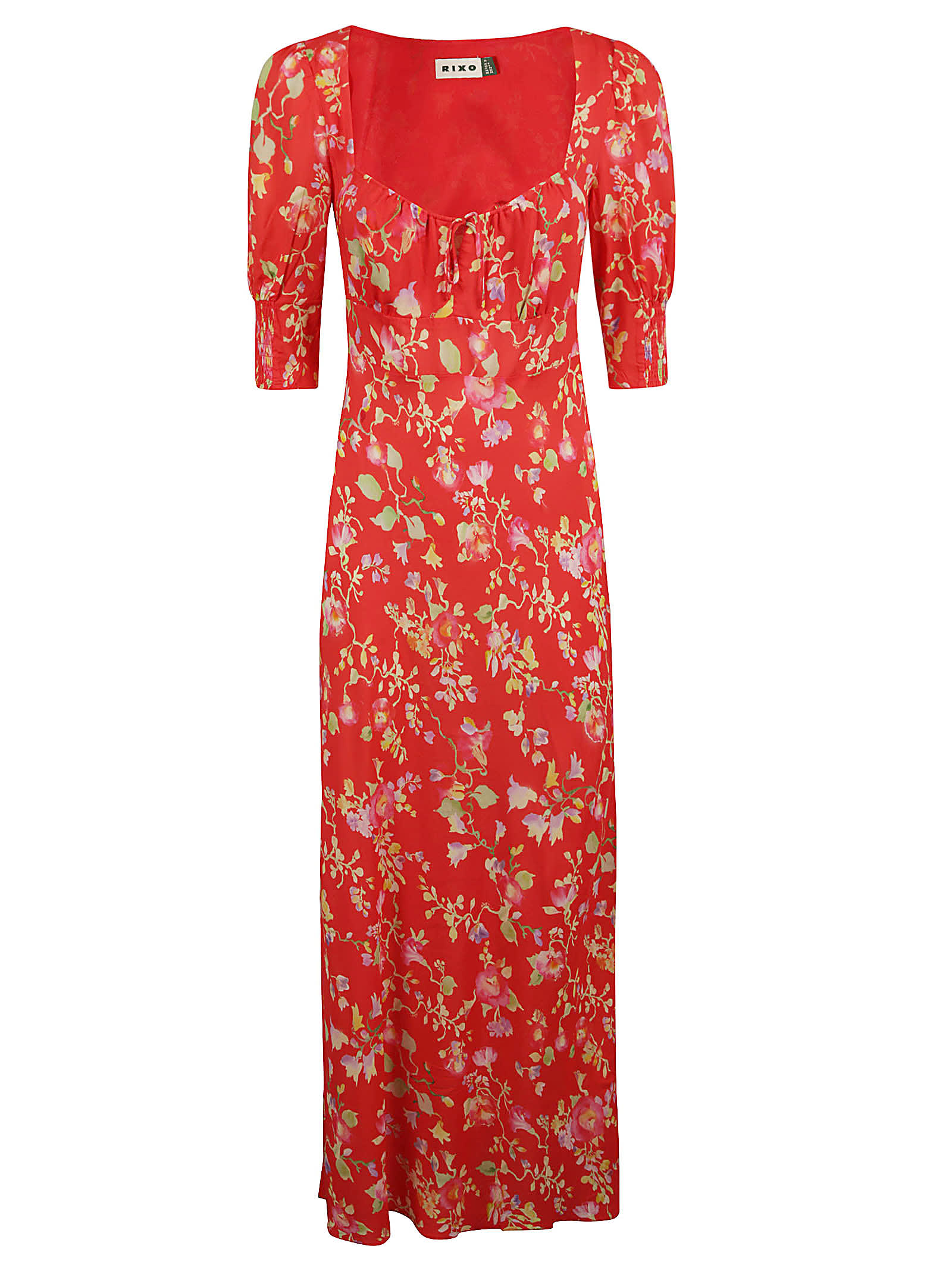 Shop Rixo London V-neck Waterblossom Print Dress In Waterblossom Red