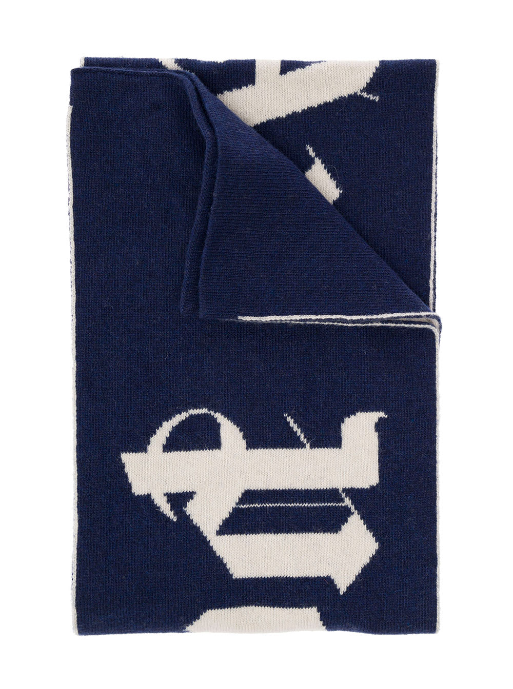 Blue Scarf In Cashmere Blend Jacquard Knit With Contrasting Logo Palm Angels Kids