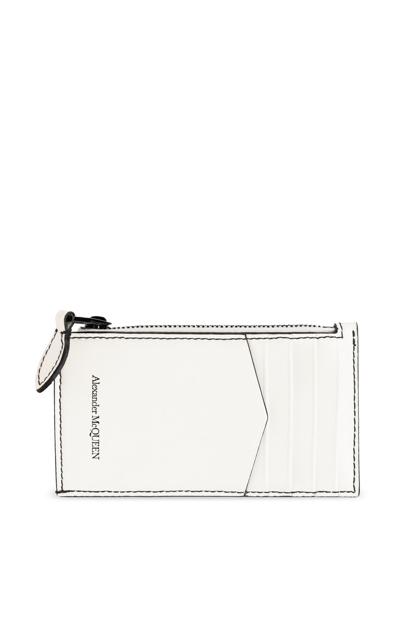 Shop Alexander Mcqueen Leather Card Case In Avorio