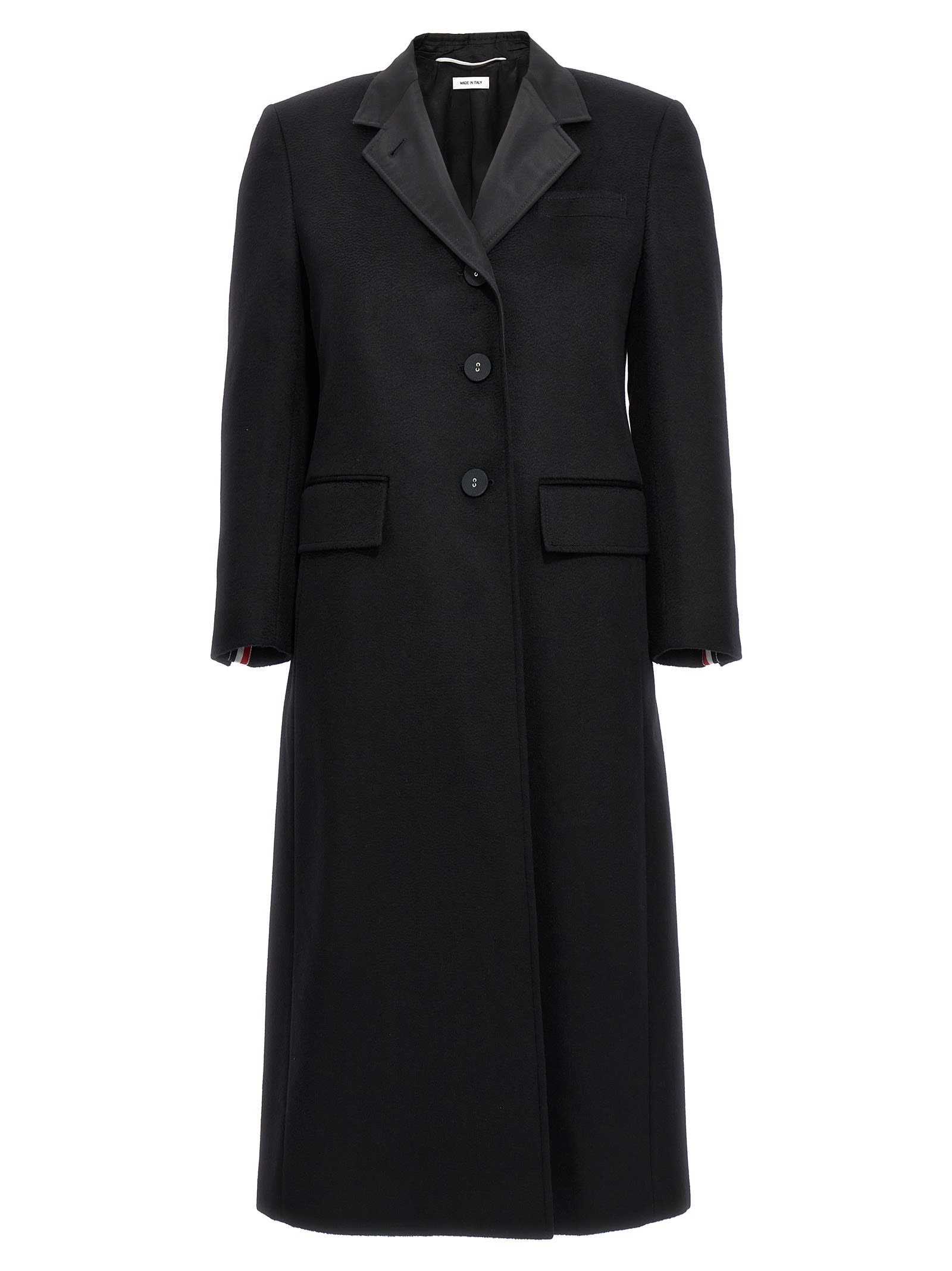 THOM BROWNE SINGLE-BREASTED CASHMERE COAT