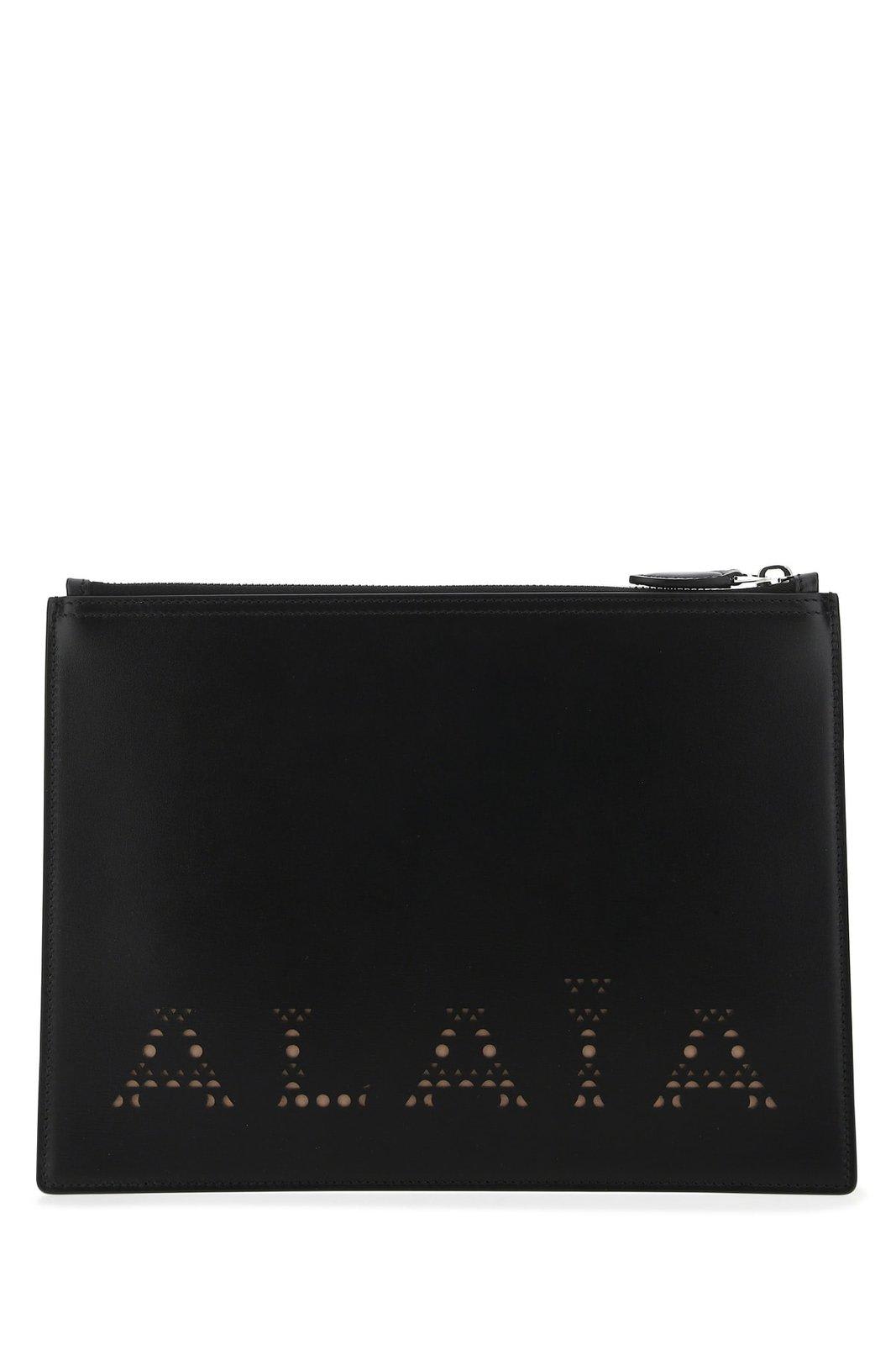 alaia sandy zipped large clutch bag