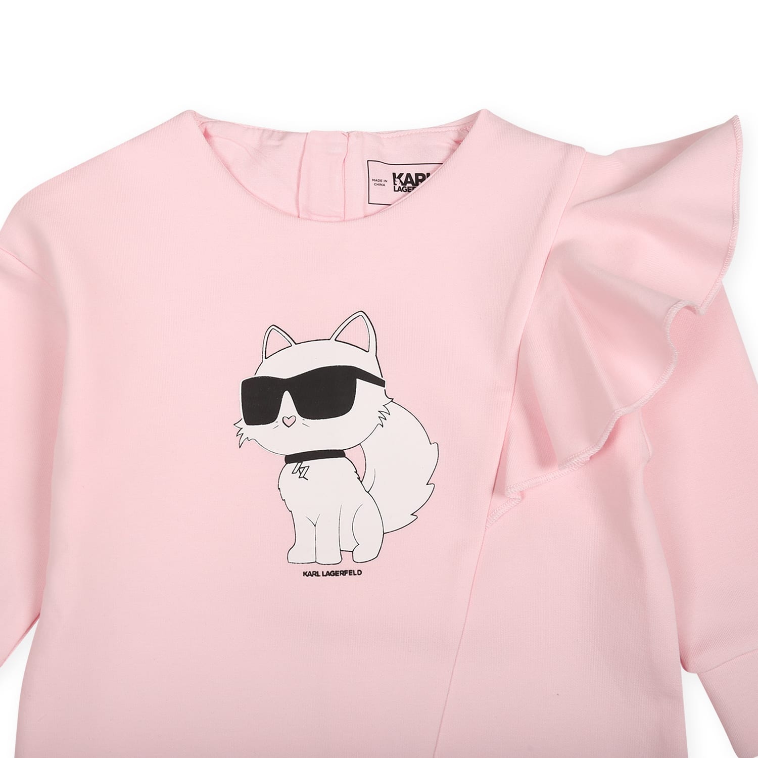 Shop Karl Lagerfeld Pink Dress For Baby Girl With Choupette Print