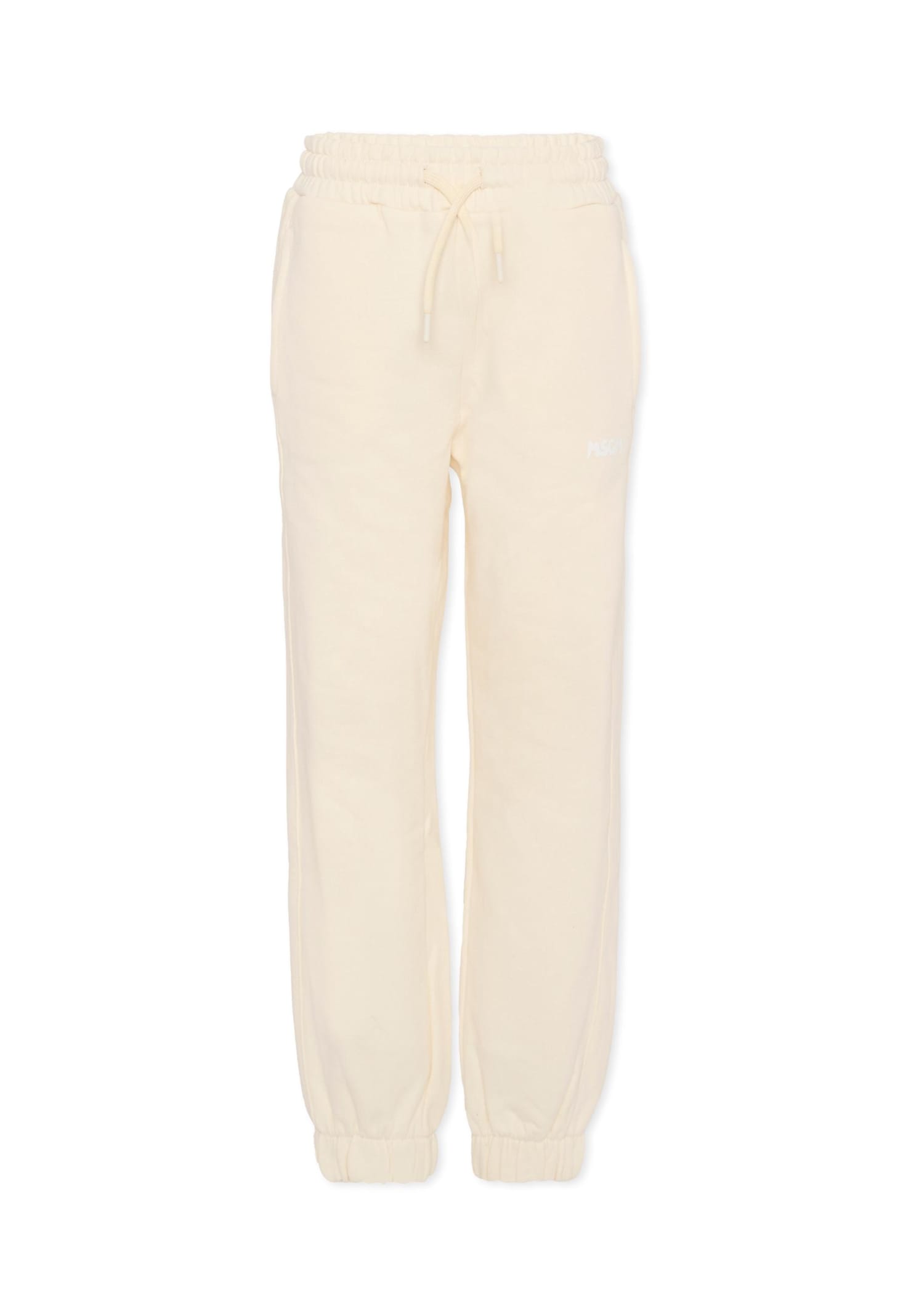 Msgm Ivory Sweatpants For Kids With Logo In Pink