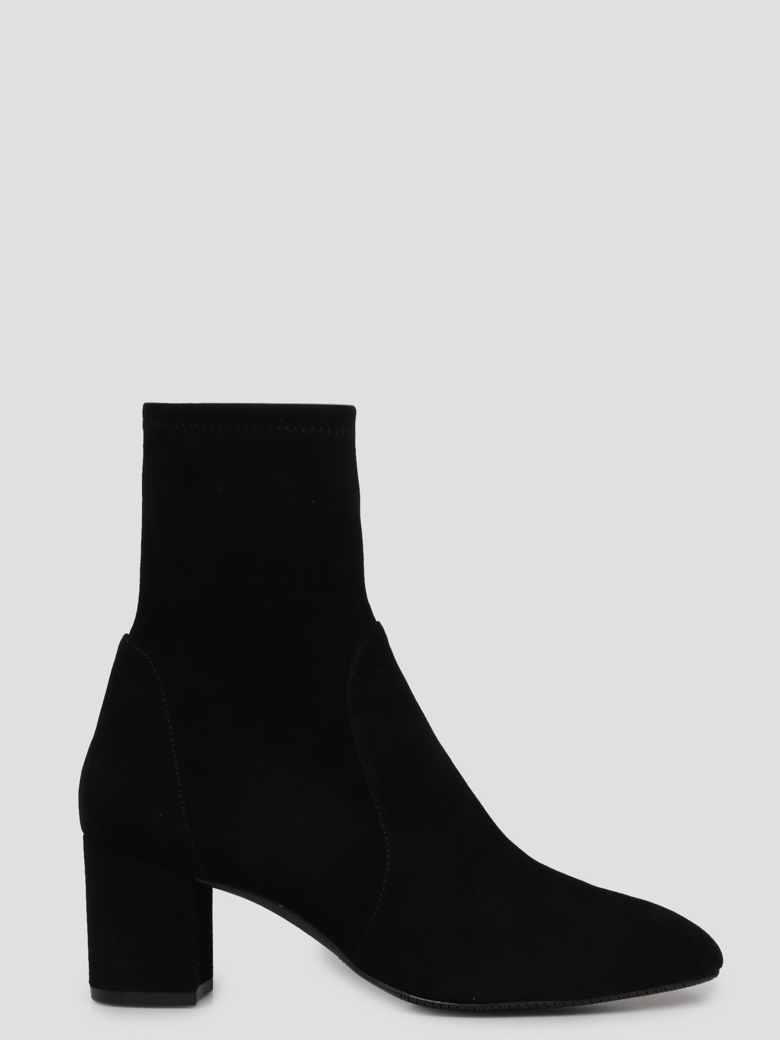 Stuart Weitzman Yuliana 60 Suede Leather Ankle Boot In Black