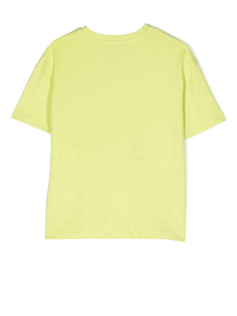 Shop Msgm Lime T-shirt With Brushed Logo In Yellow
