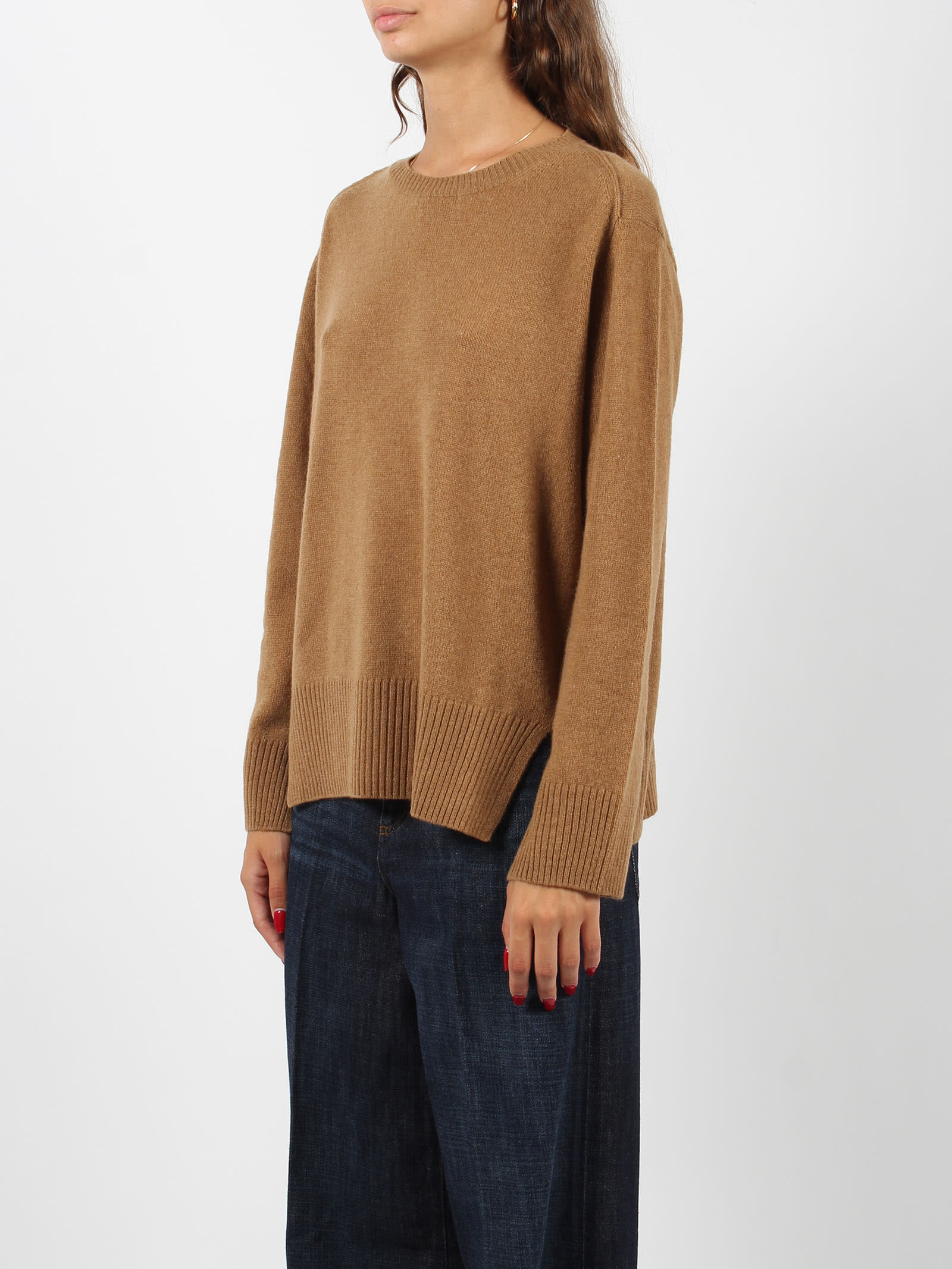 Shop Be You Relaxed Round Neck Sweater In Light Brown