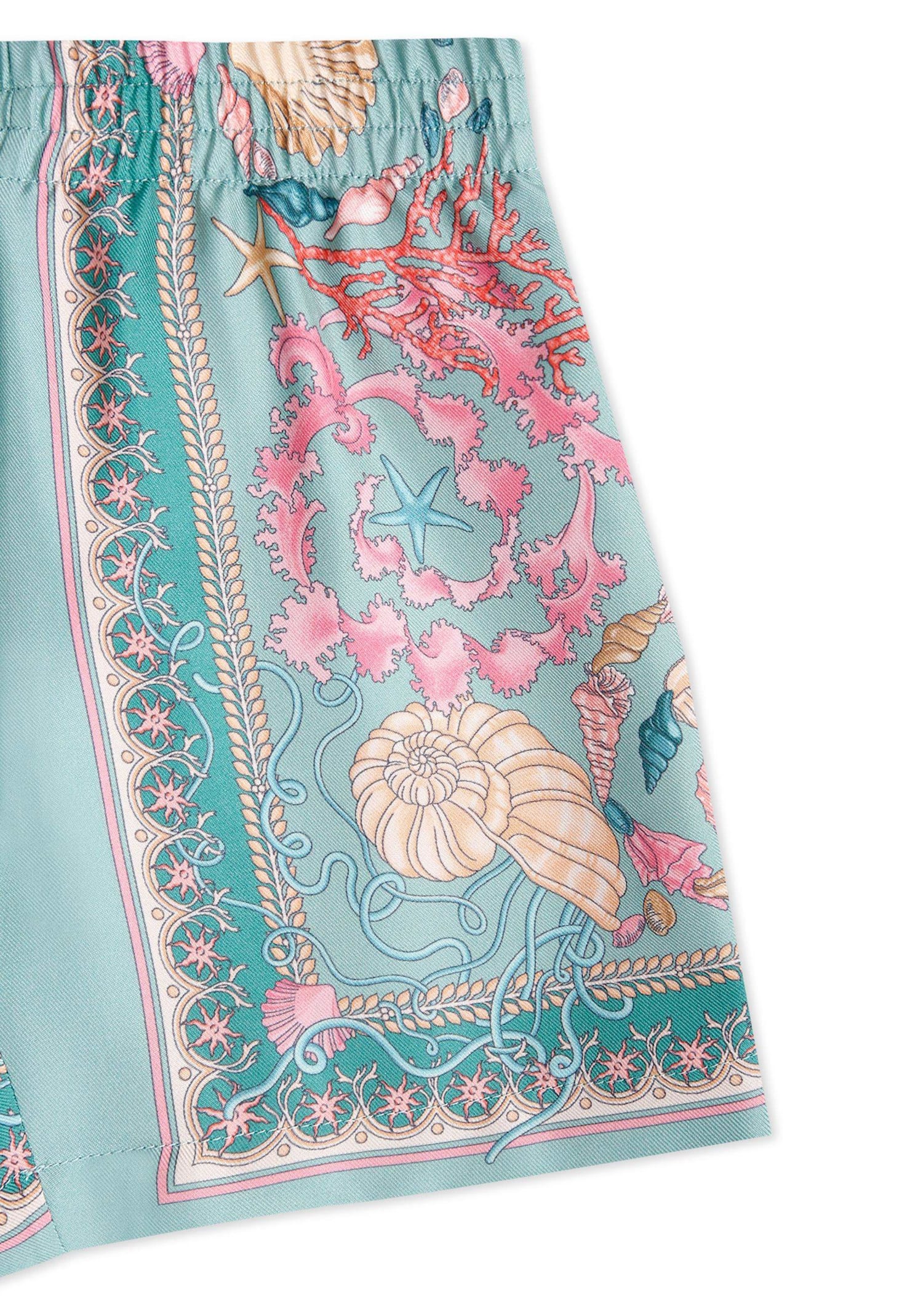 Versace Multicolor La Vacanza Shorts For Baby In Green