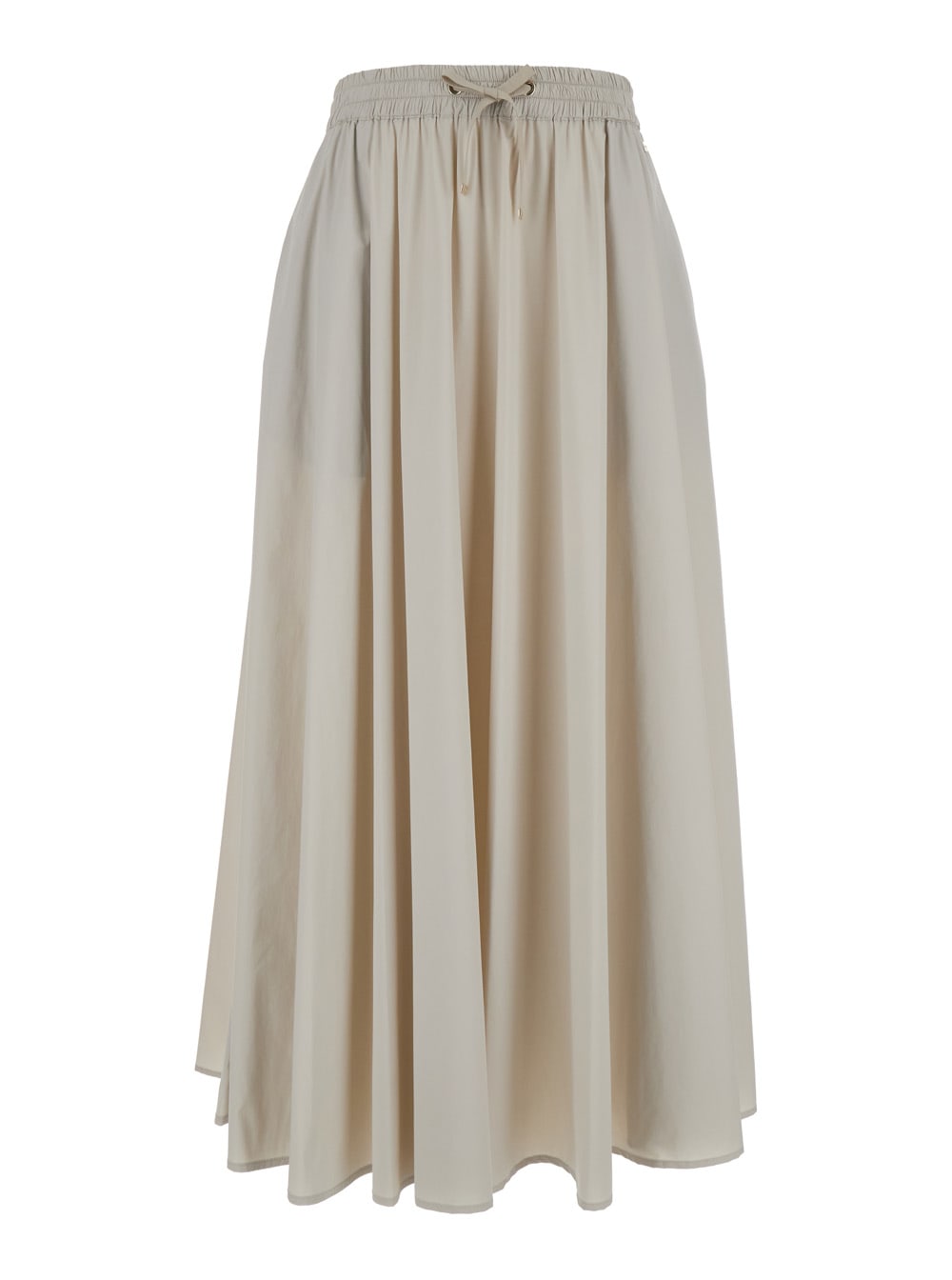 Herno Maxi Beige Dress With Drawstring In Stretch Polyamide Woman In Gray