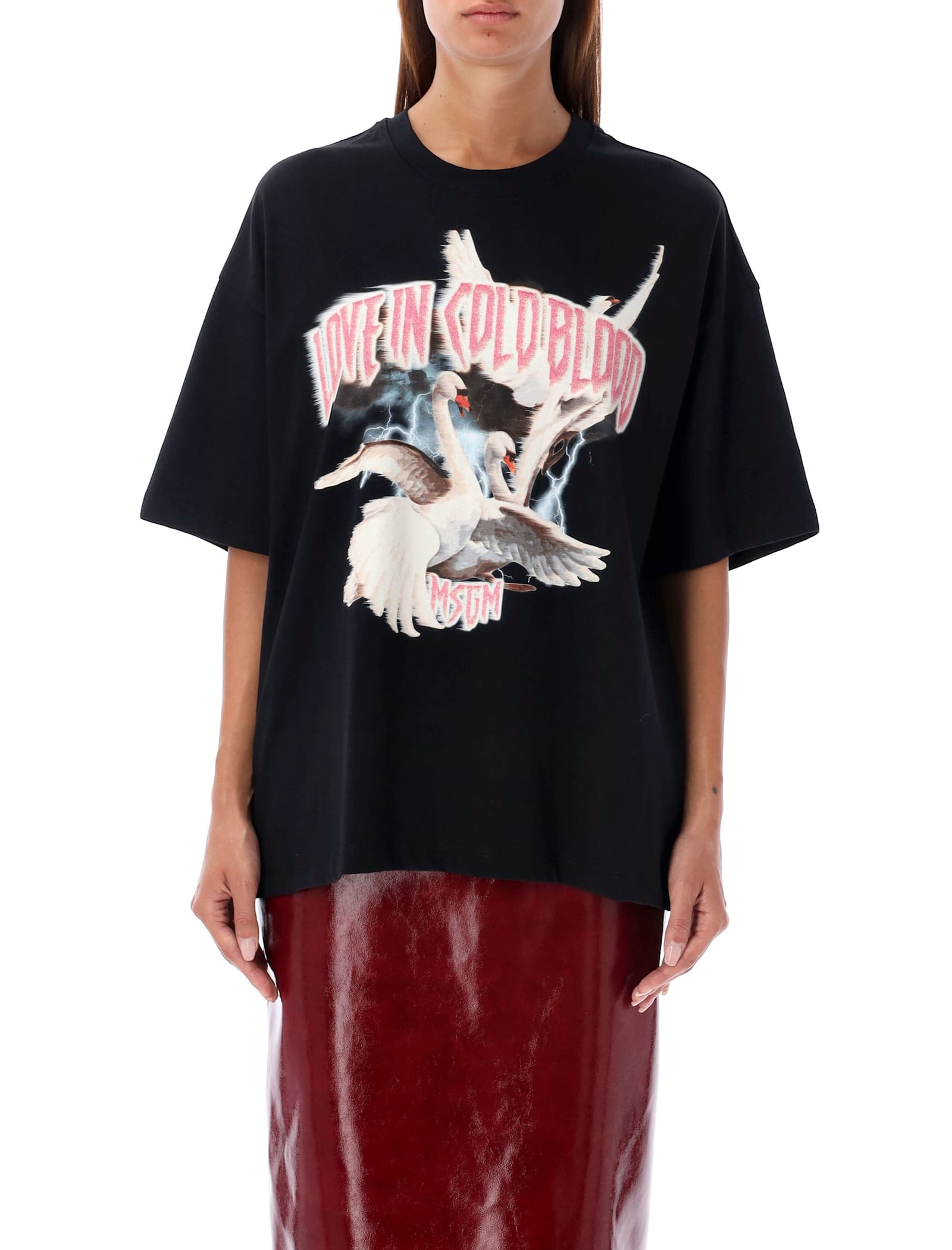 Shop Msgm Printed T-shirt In Black