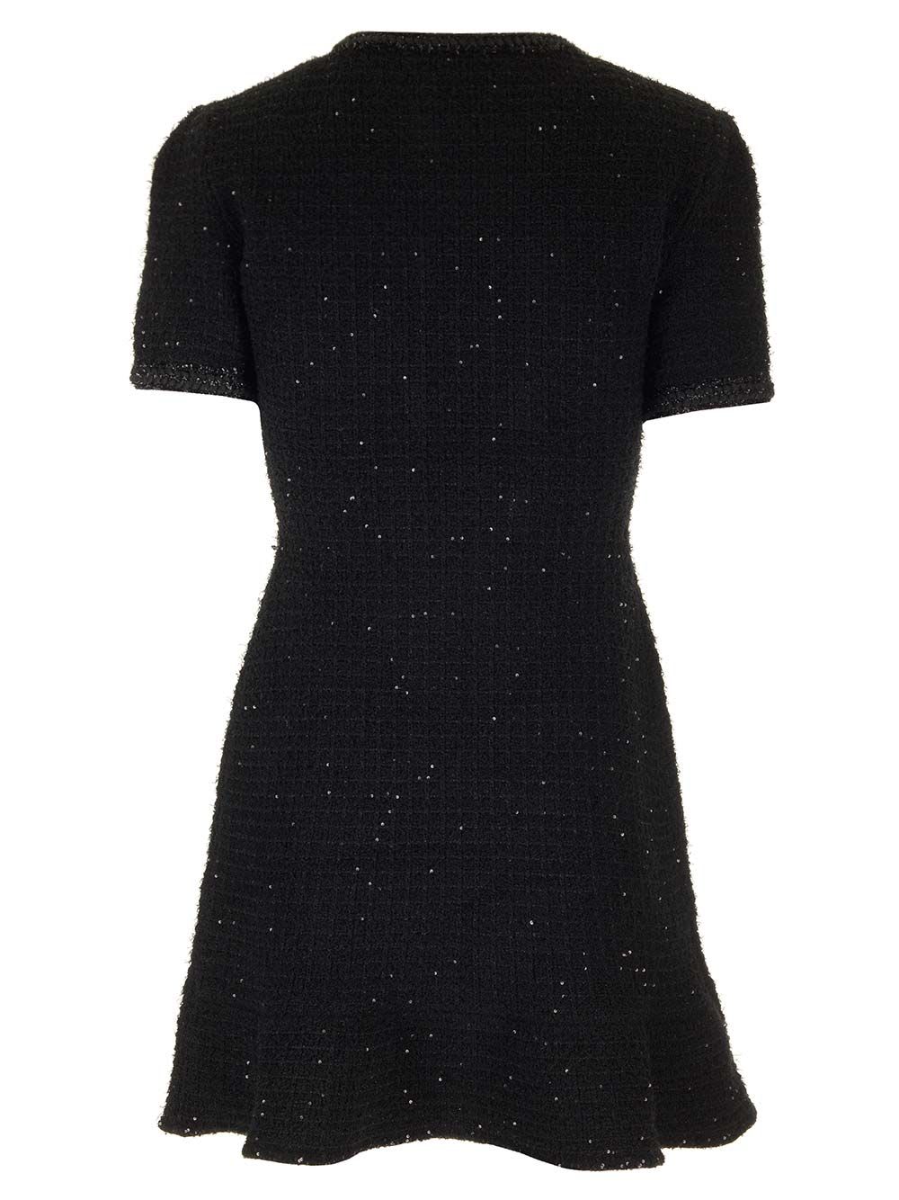 Shop Self-portrait Black Tweed Mini Dress In Nero